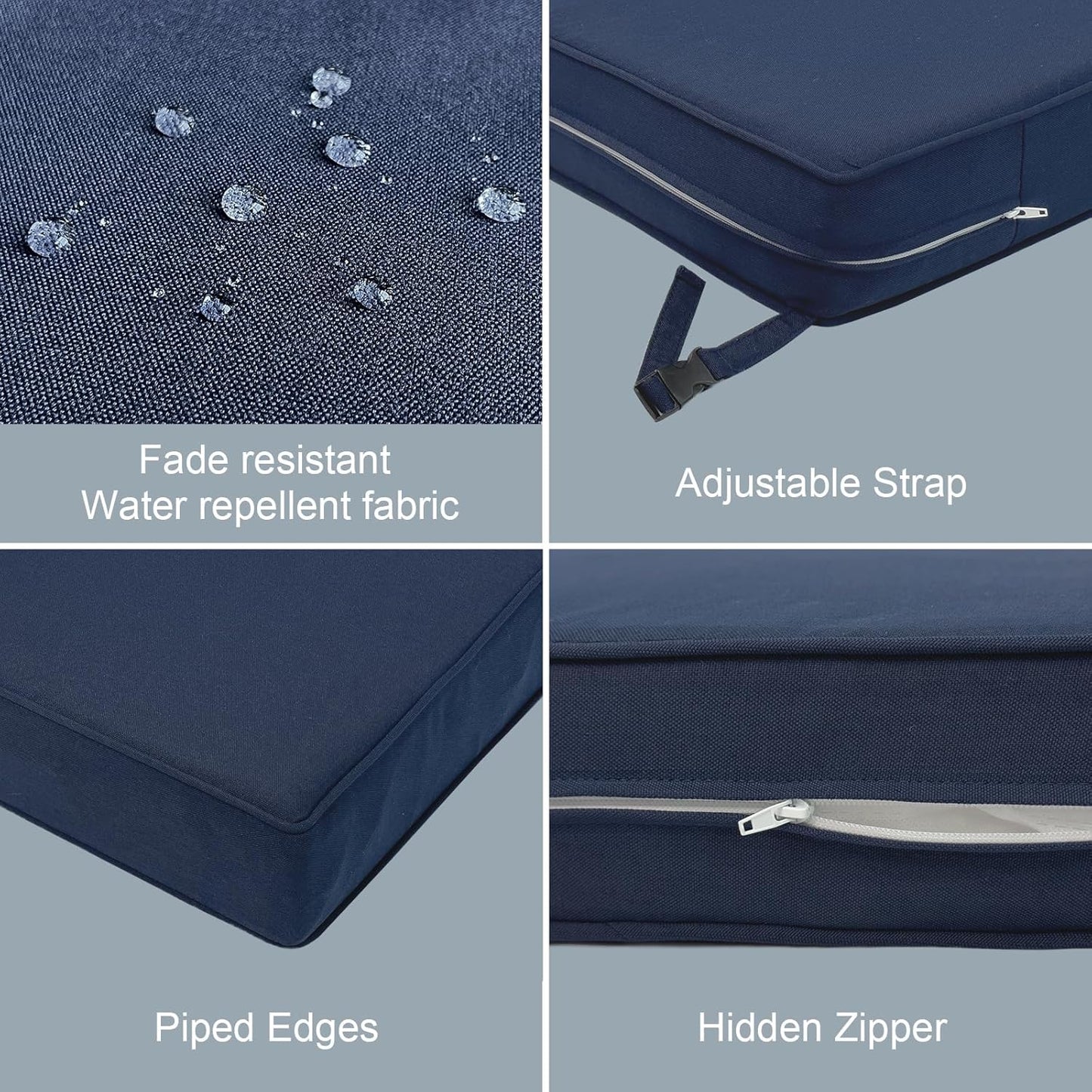 LVTXIII Patio Chair Cushions 19"x19"x3", Water-Repellent Outdoor Seat Cushions for Patio Furniture, Square Chair Pads with Ties for Home Garden Decoration, Set of 2, Navy Blue