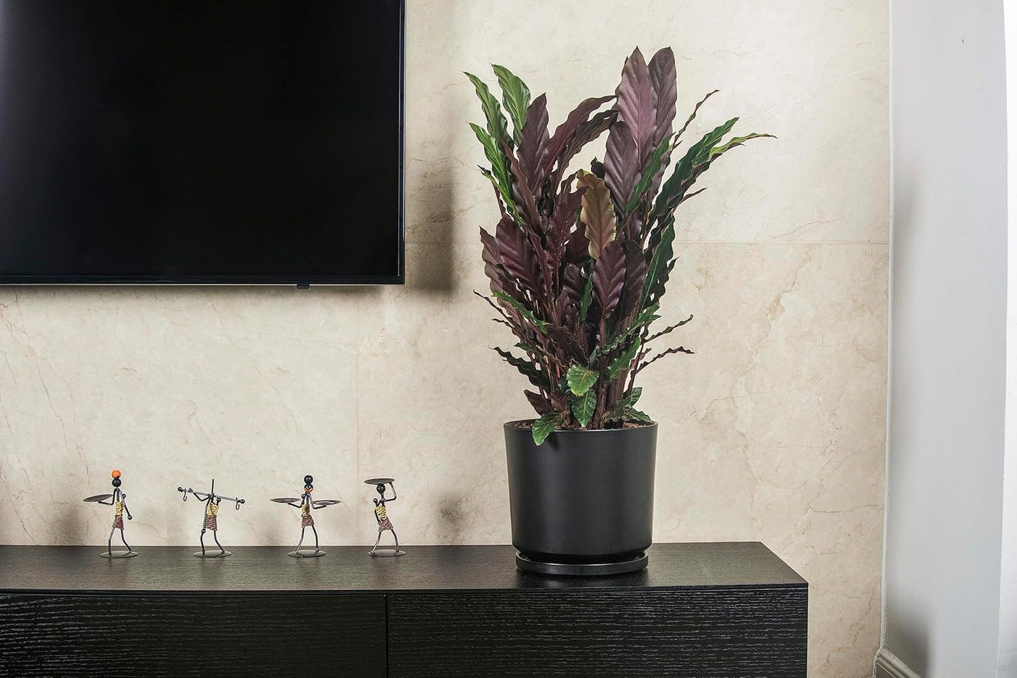 Ekirlin 9 inch Plant Pots,Ceramic Flower Planters Indoor,Modern Succulents Containers with Drain Hole Saucer,Decorate Home,Office & Outdoor (Black)