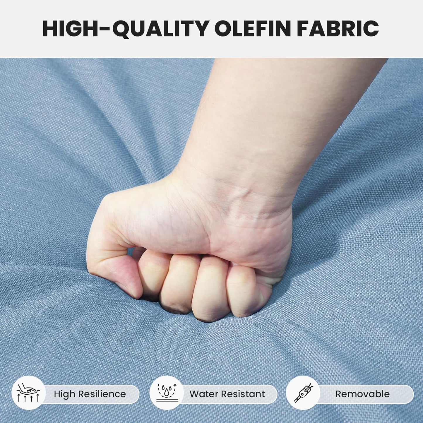 Outdoor Loveseat Small Patio Furniture 2 Seater Wicker Sofa Couch Rattan Seating for Deck Porch Backyard Baby Blue Cushion