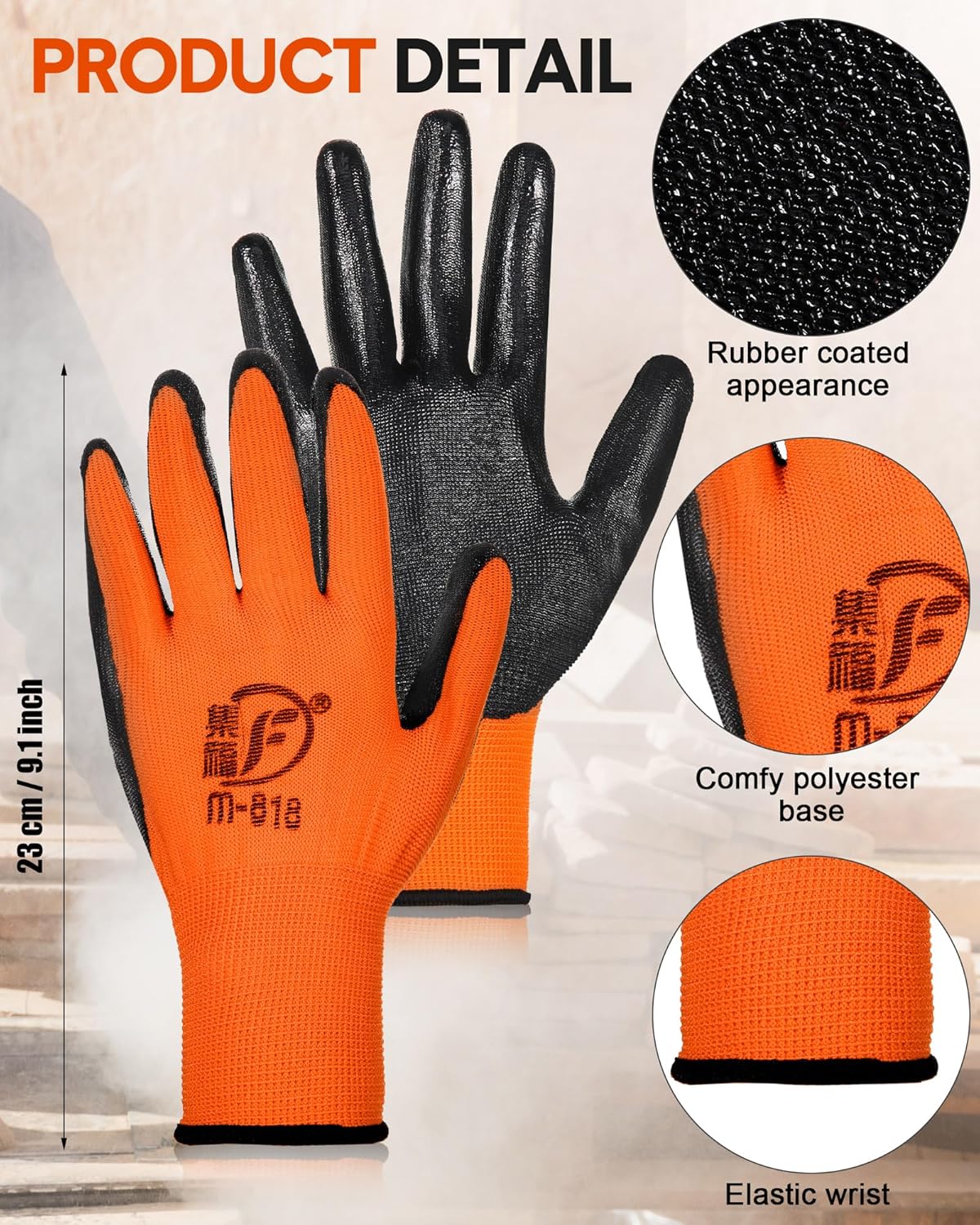 Nuogo 48 Pairs Gardening Gloves for Men Women Rubber Coated Safety Work Gloves Bulk for Gardening Construction Work