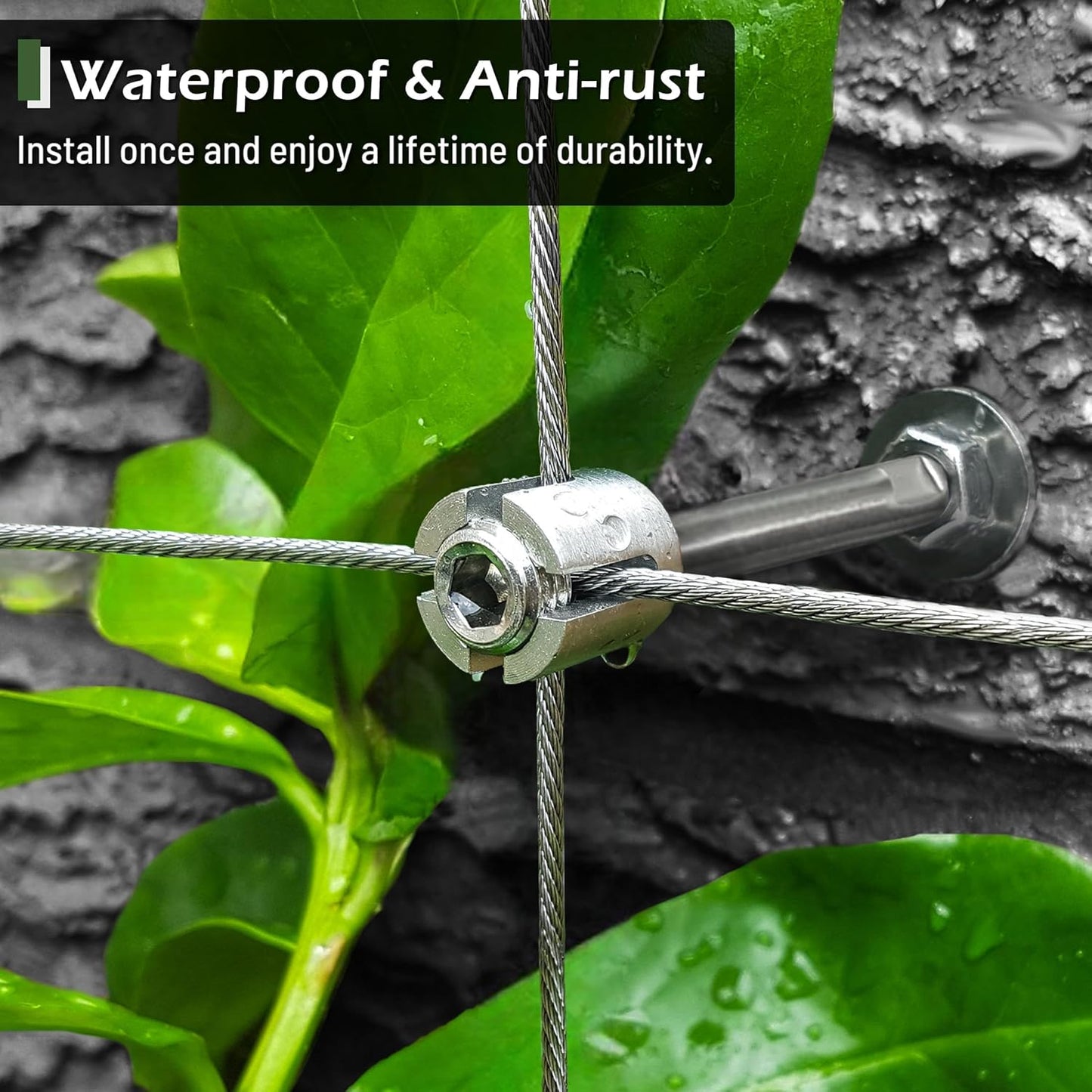 Wire Trellis for Climbing Plants Outdoor, 12-Set Wall Wire Trellis Kit with 5/64"(2mm) x 53ft Stainless Steel Cable, T316 Espalier System for Fence and Garden DIY Projects