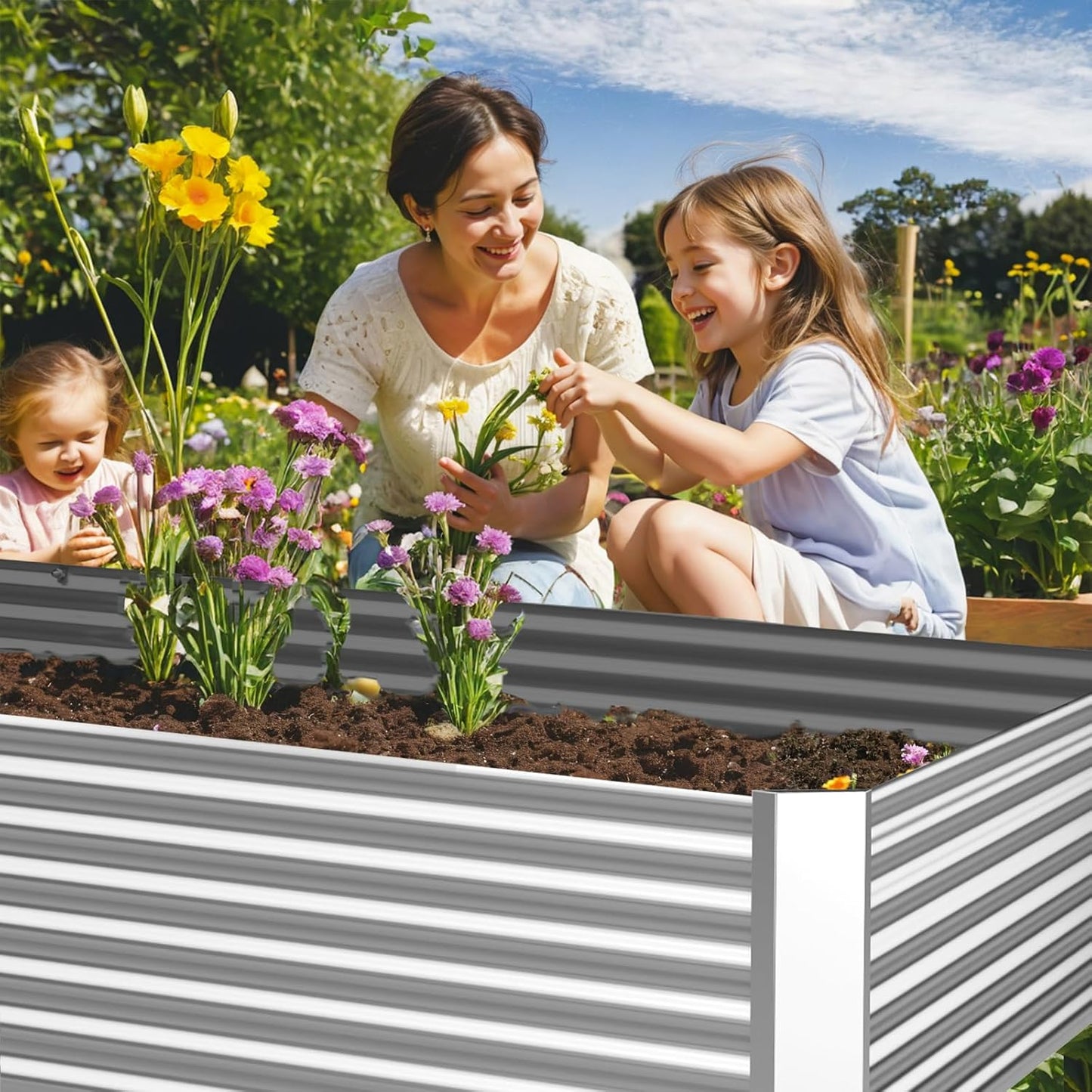 3 Pack 8x4FT Galvanized Raised Garden Bed Outdoor,Metal Garden Bed for Vegetables,Steel Raised Beds for Gardening,Above Ground Garden Box for Flower