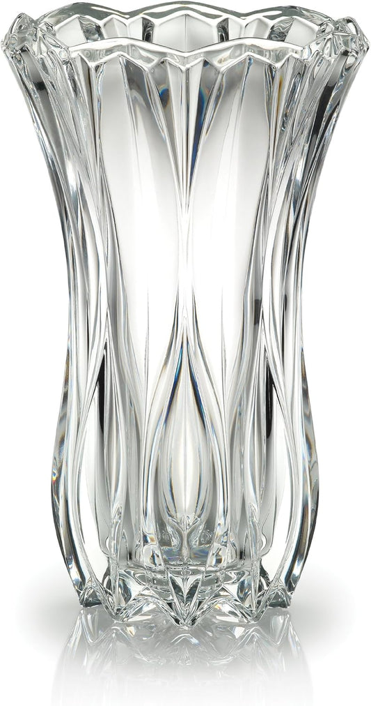 Mikasa Celebrations Blossom Crystal Vase, 12-Inch Tall, Elegant Cut Glass Design for Floral Arrangements and Decorative Centerpieces