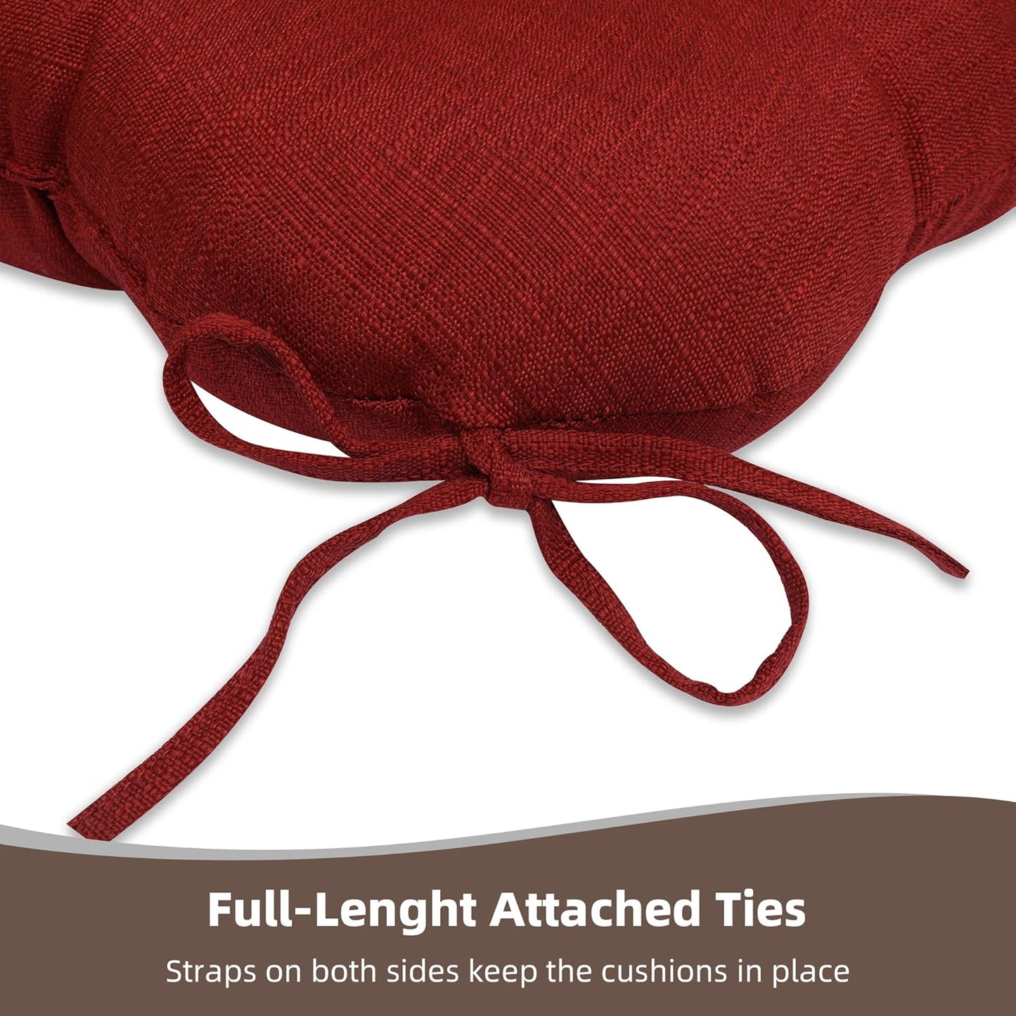 RACE LEAF 17" x 17" Patio Chair Seat Pads Red - Outdoor/Indoor Patio Cushions Set of 2 - Replacement Cushions for Chairs and Seating - Olefin Seat Pads for Porch, Deck, and Garden Seats