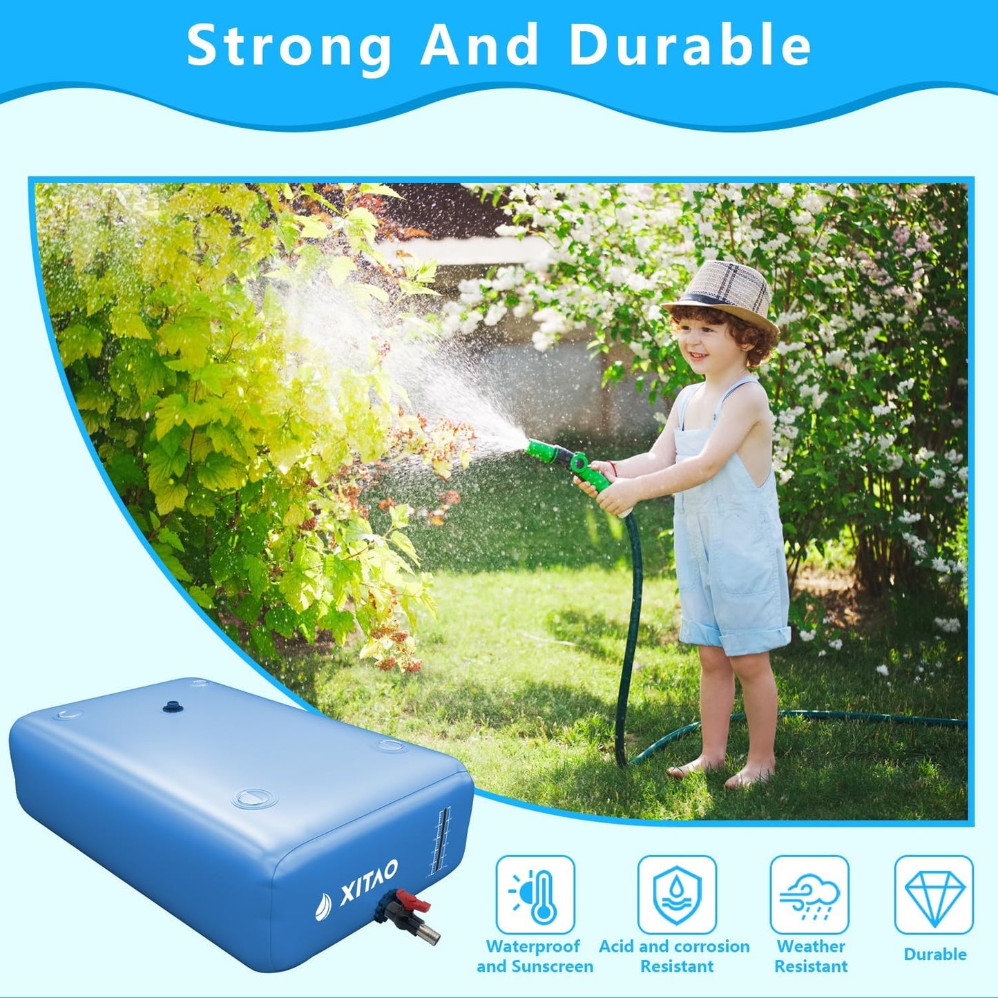 XITAO 264Gal Large Capacity Water Storage Bladder Containers w/Water Level Indicator Portable Foldable Emergency Water Tank Bag for RVs, Drought Resistance, Fire Prevention, Agricultural Irrigation