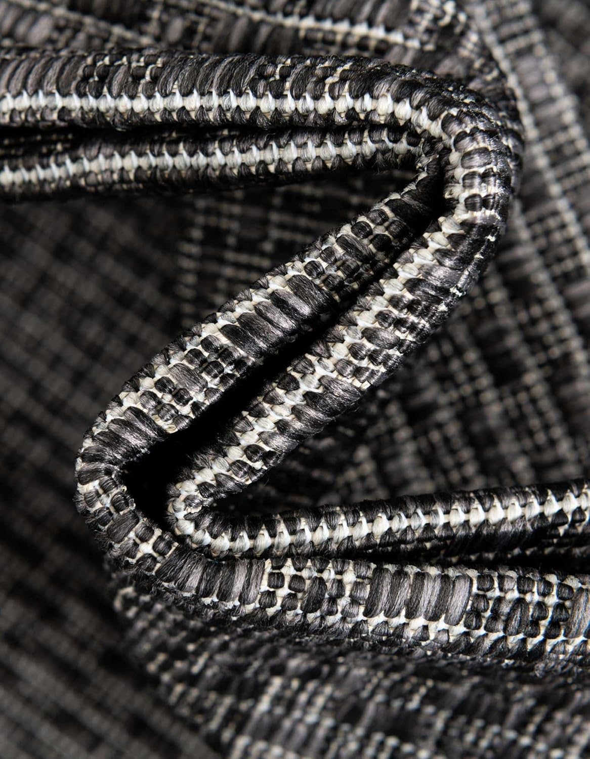 Unique Loom Collection Casual Transitional Solid Heathered Indoor/Outdoor Flatweave Area Rug (3' 1" x 6' 1" Hearth, Black/Ivory)