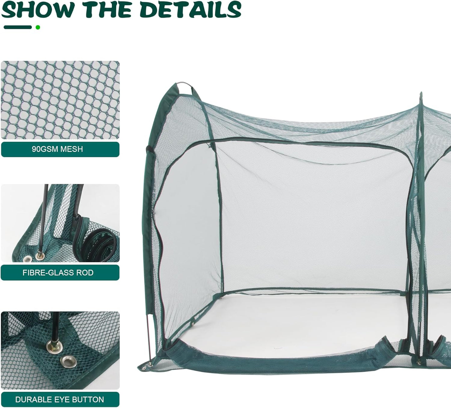 Flexible Net Grow Tunnel - Garden Greenhouse Mesh Cover Growhouse Cloche for Protecting Fruit Vegetables Plants Cultivation (2M)