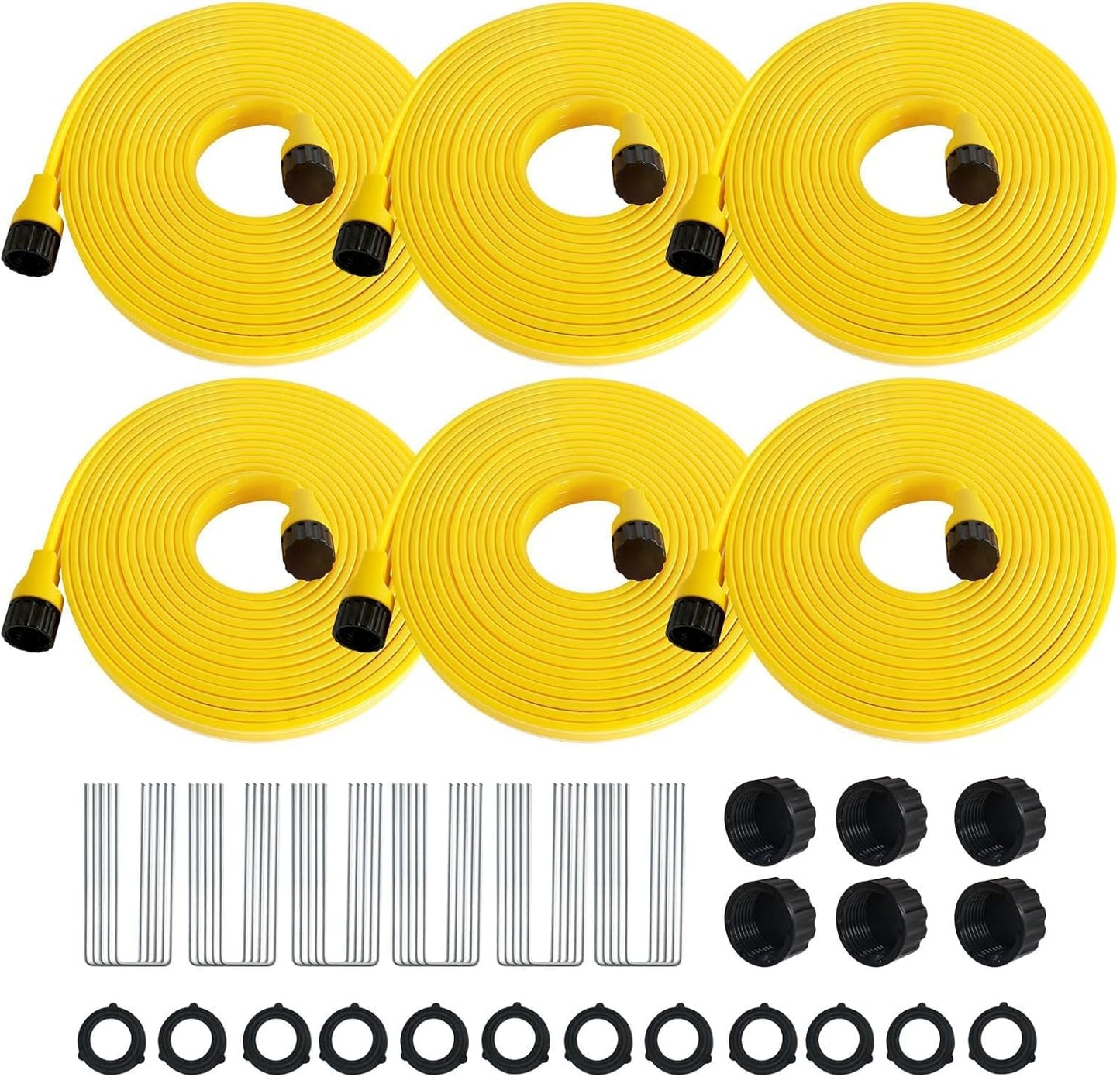 6-Pack Sprinkler Hose with Holes 25 ft – Flexible Sprinkler Soaker Hose for Lawn & Garden, 150 ft Total Drip Irrigation System – Yard Watering Solution, Durable & Easy to Use