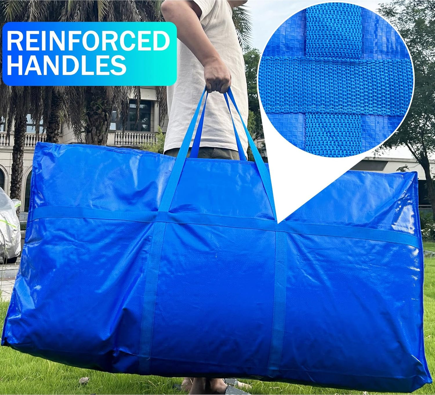 66 Gallon Extra Large Storage Bags, Huge Moving Bags Heavy Duty with Zipper and Stronger Handles, Big Foldable Duffle Bag for Travel - Waterproof Material Protects from Dust and Moisture - Storage