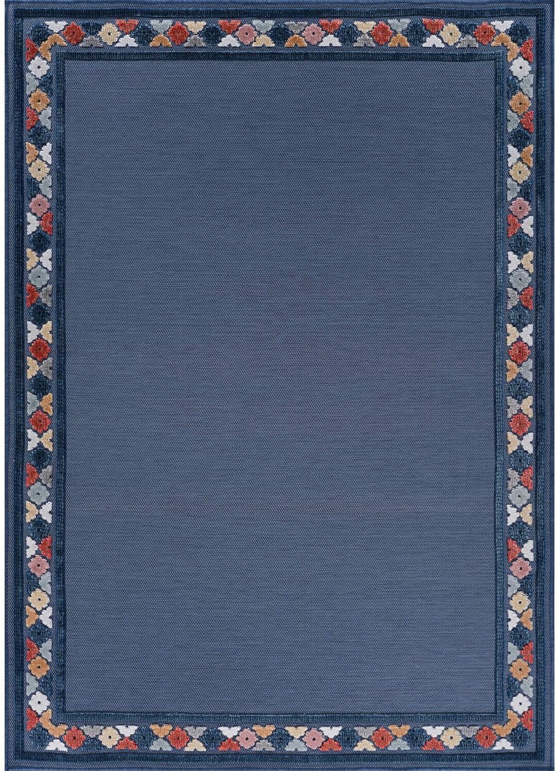 Beverly Rug Outdoor Rug 9x12 Modern Bordered Large Area Rugs for Indoor and Outdoor Patio Easy to Clean Non Shedding Living Room Porch Garden Washable Outside Carpet (9 x 12 Blue)