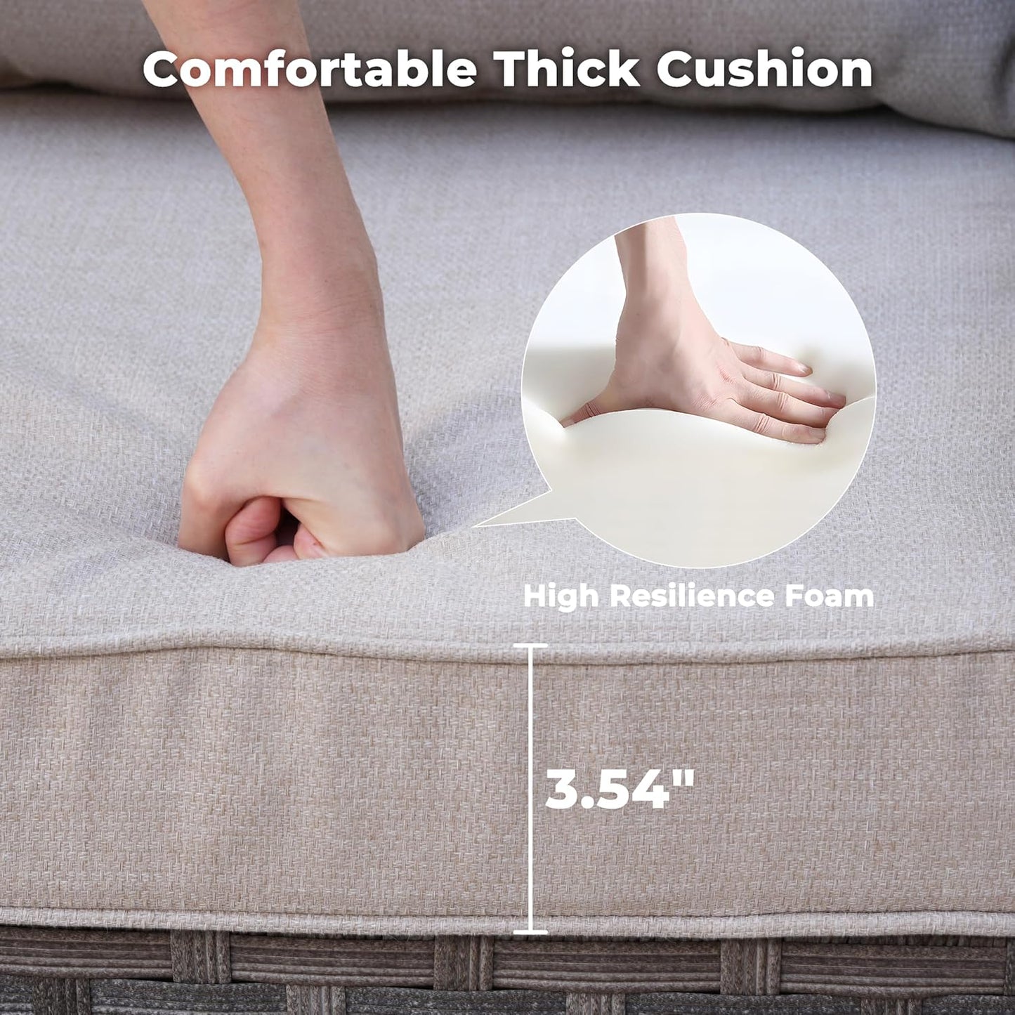 ovios 10 Pieces Patio Furniture Set, Outdoor Wicker Sectional Sofa with 30" Fire Pit Table Swivel Chairs, Modern Modular Deep Seat Rattan Couch Conversation Sets, Beige