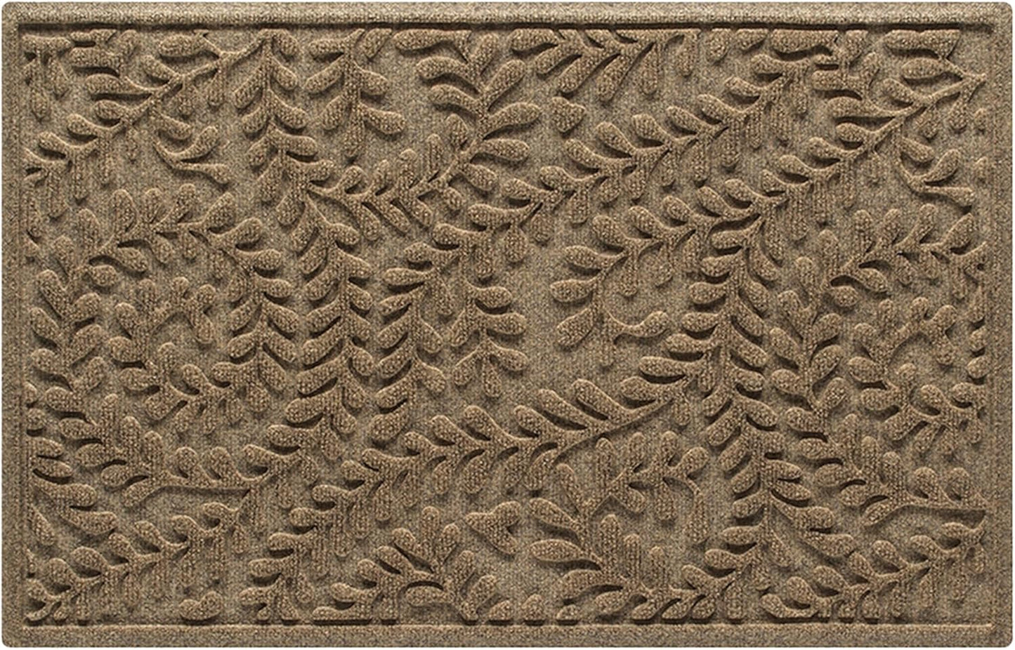 WaterHog Indoor/Outdoor Door Mat, 2' x 3' Made in USA, Durable & Skid-Resistant Front Door Rug, Decorative, Water-Trapping & Heavy-Duty Entryway Floor Mat For Your Home, Boxwood Collection Khaki/Camel