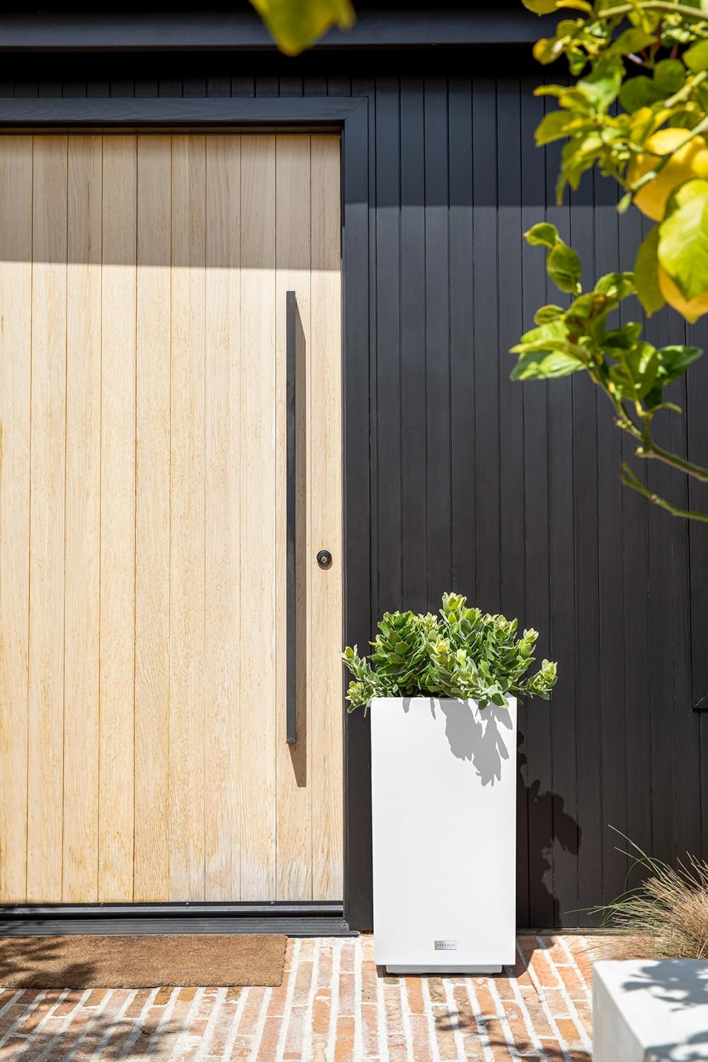 Veradek Block Series Pedestal Planter - Tall Planter for Indoor or Outdoor Front Porch | All-Weather Use with Removable Insert Bucket | Modern Décor for Flowers, Tall Trees, Faux Plants