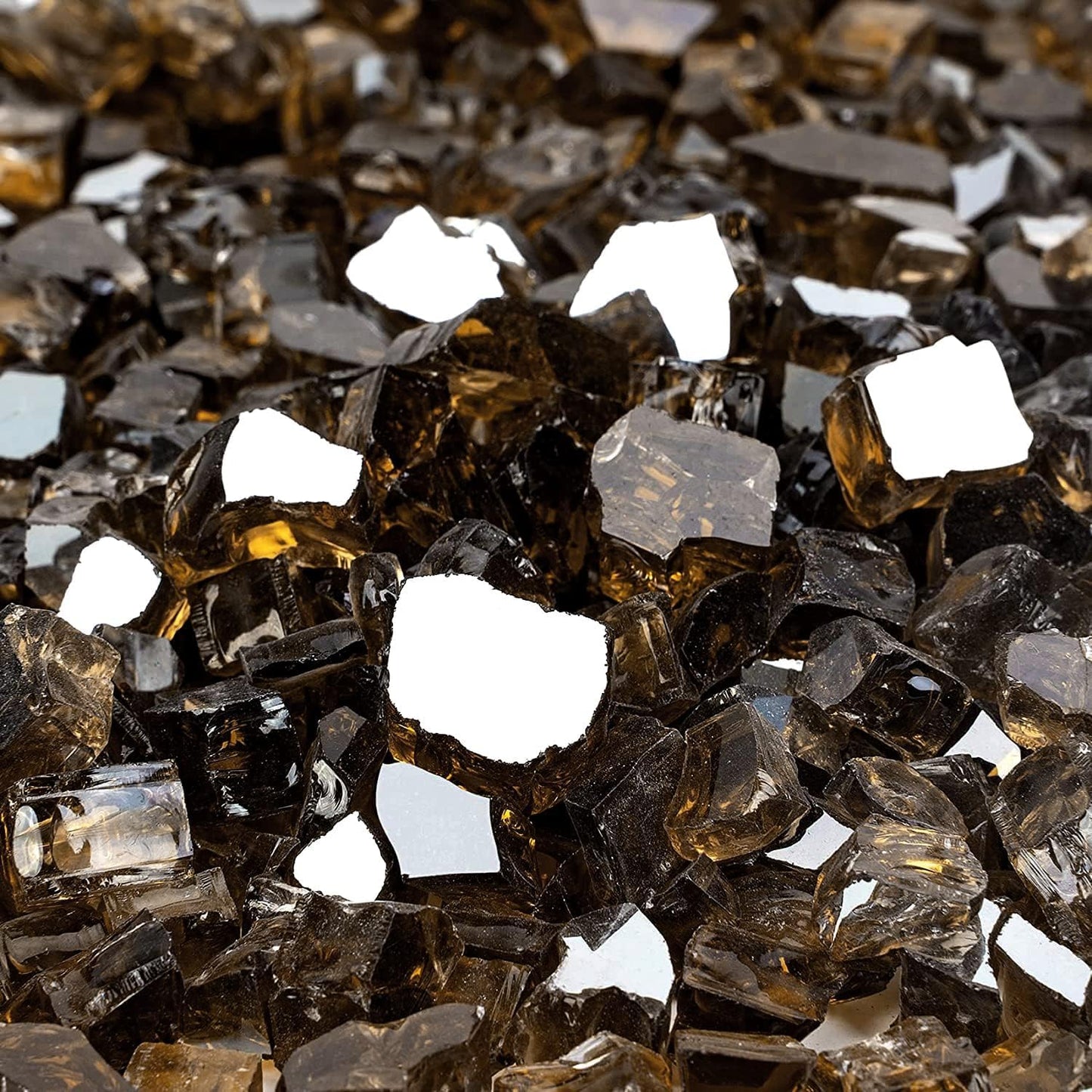 Mr. Fireglass 10 Pounds Fire Glass - 1/2 Inch High Luster Reflective Tempered Glass Rocks for Fireplace Fire Pit Table and Landscaping, Bronze