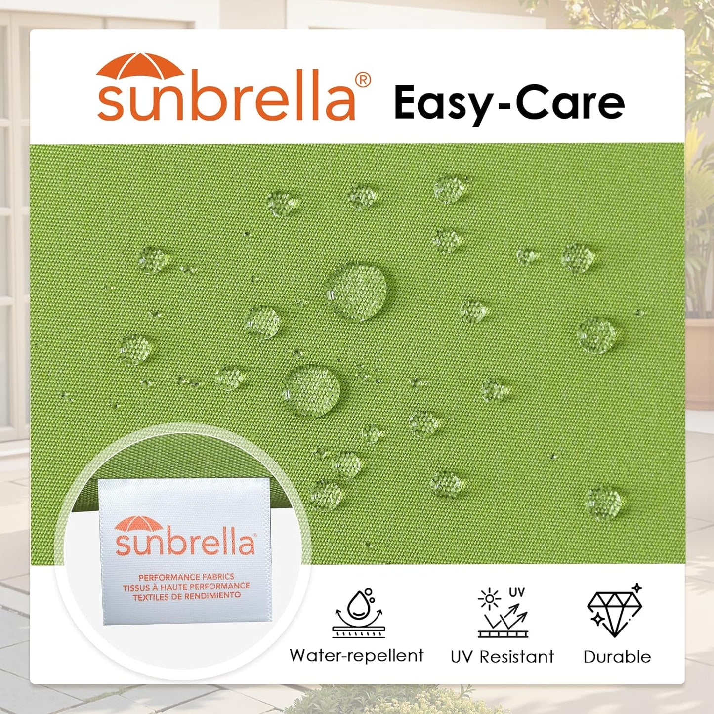 Outdoor Sunbrella Round Corner Seat Cushion, 17"x16"x2", Set of 4, Non Slip Seat Cushion Pads with Removable Cover for Patio Furniture, Garden Yard Lawn, Canvas Ginkgo