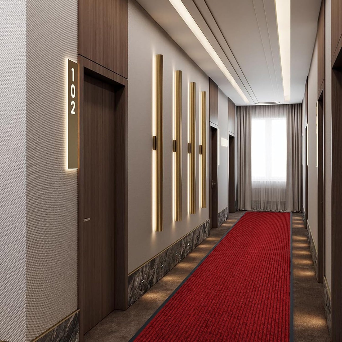 Rubber Door Mat About W3' ×L16' Heavy Duty Large Outdoor Indoor Mat Durable Entrance Doormat Waterproof Rubber Back Rugs for Home Entryway Patio Porch Office Business Areas (Wine Red)