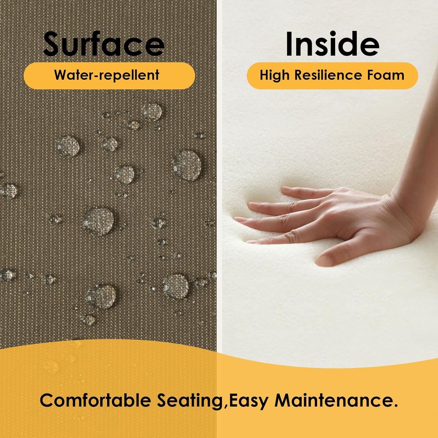 Outdoor Sunbrella Square Corner Seat Cushion, 19"x19"x3", Set of 4, Non Slip Seat Cushion Pads with Removable Cover for Patio Furniture, Garden Yard Lawn, Specrtum Caribou