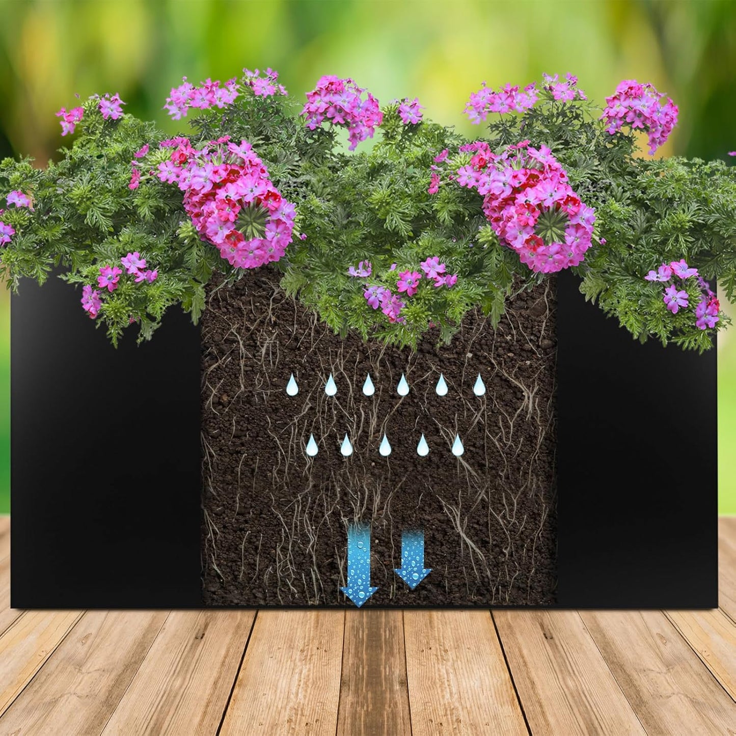 Steel Planter Box 40"x16"x24", Square Metal Planter Box Indoor&Outdoor, Steel Planters Heavy Duty for Commercial and Residential Use, Black