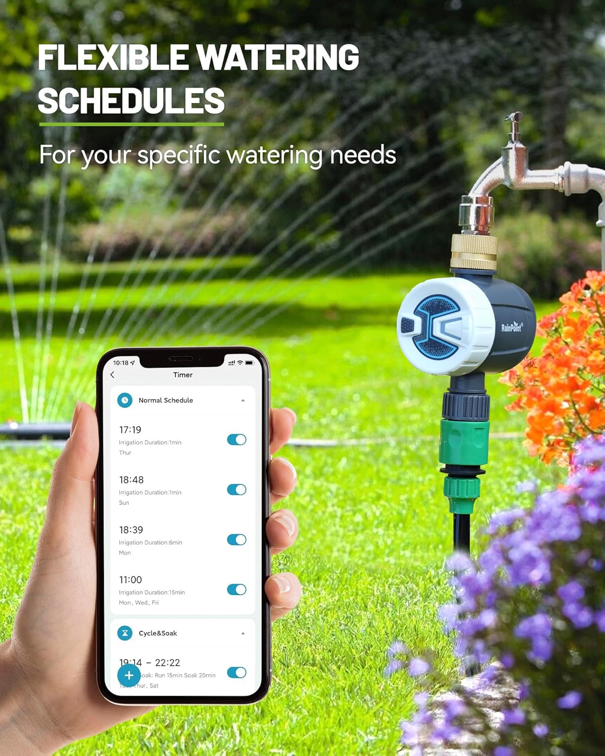 RAINPOINT Sprinkler Timer, WiFi Water Timer for Garden Hose, Smart Irrigation Controller, APP Remote Control (2.4Ghz WiFi Connection)