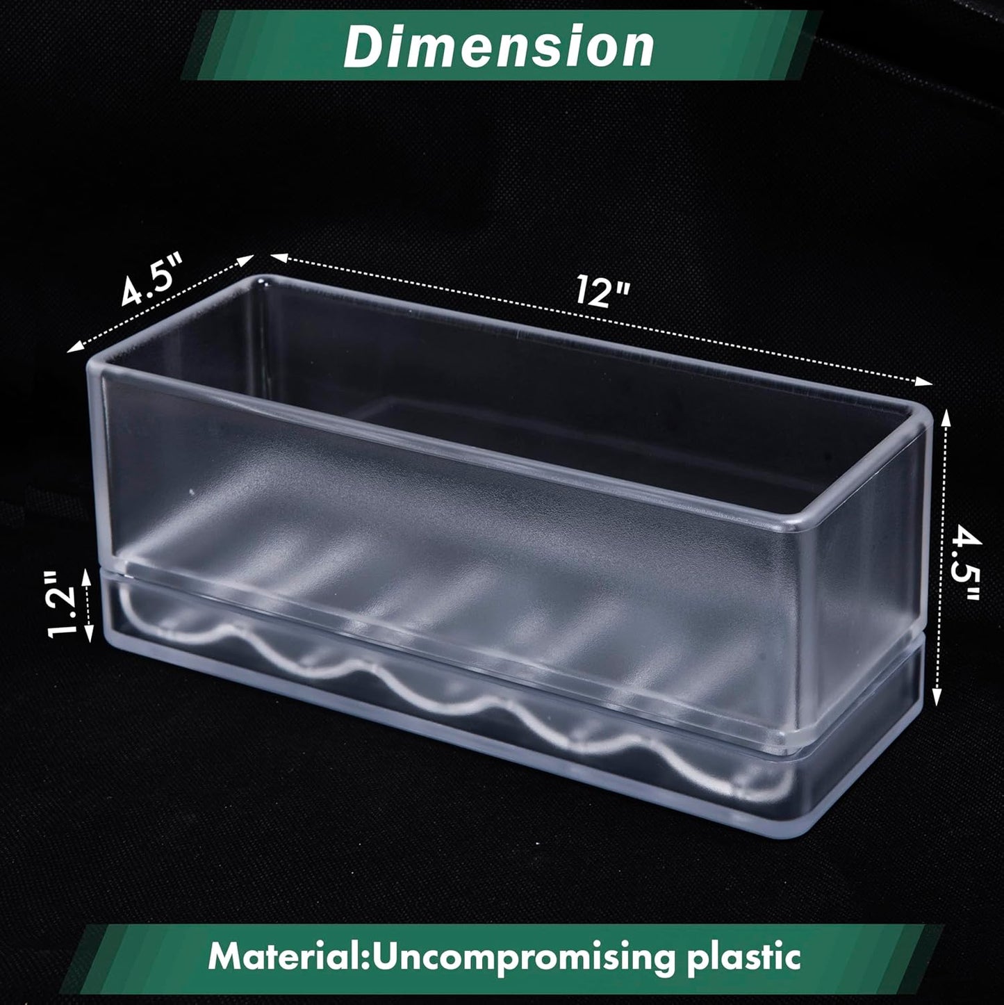 D'vine Dev 12 Inch Window Box Planter, Rectangle Plastic Herb Planter with Drainage Holes and Saucer, Indoor Succulent Cactus Vegetable Pot for Windowsill, Garden Balcony, Clear, Set of 1, 76-X-D-1