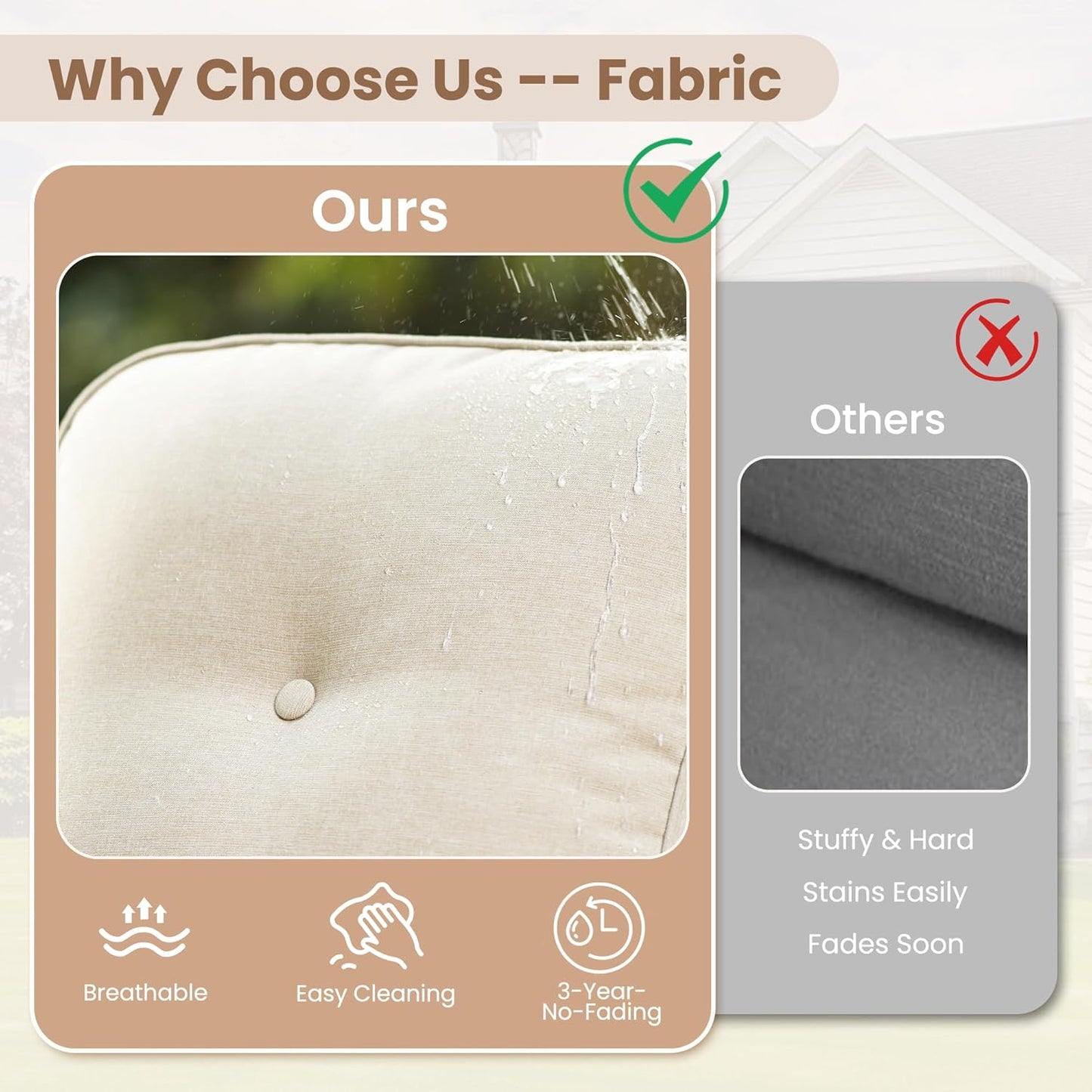 HOOOWOOO Patio Furniture Set,3 Pieces Outdoor Conversation Set,All Weather Wicker Bistro Set Yard Porch High Back Chairs Side Table,Beige