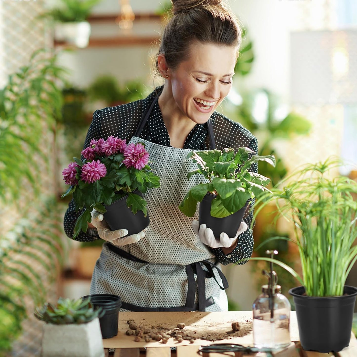 120 Pack 4 Inch Nursery Pots for Plants, Plastic Seeds Starter Pots with Drainage Holes, Small Plastic Plant Pots for Succulents Seedling Cutting Transplanting