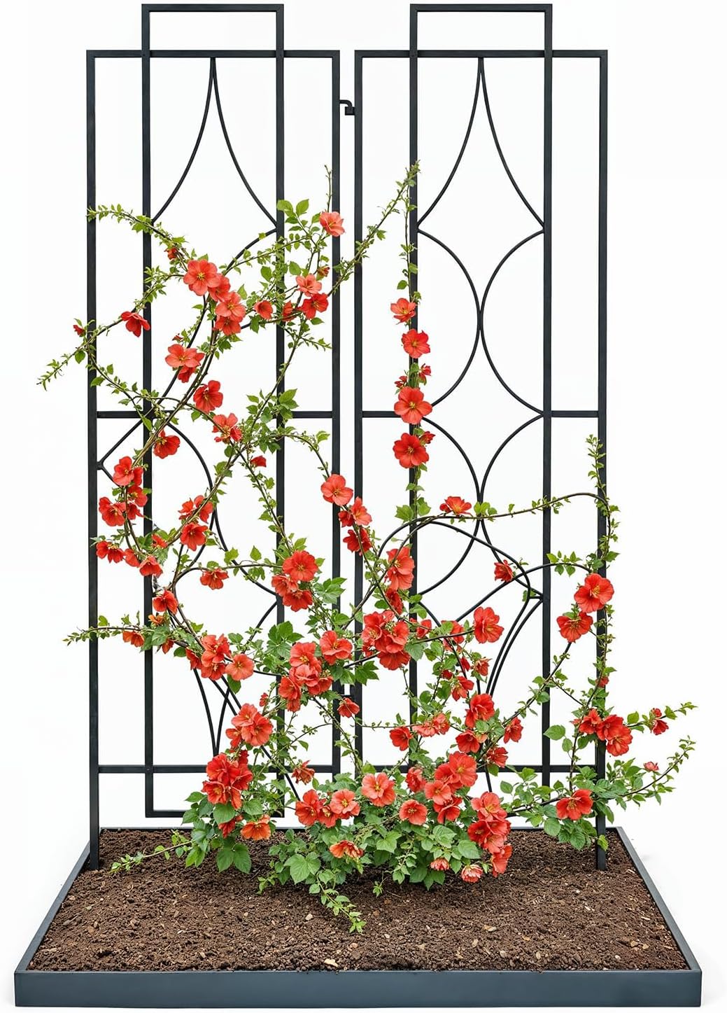 IDZO 2-Piece Diamonds Design Decoration Trellis, Metal Decorative Trellis for Climbing Plants Outdoor, Garden Trellis for Climbing Plants, Climbing Rose Trellis, 48-Inch Tall Each, Black