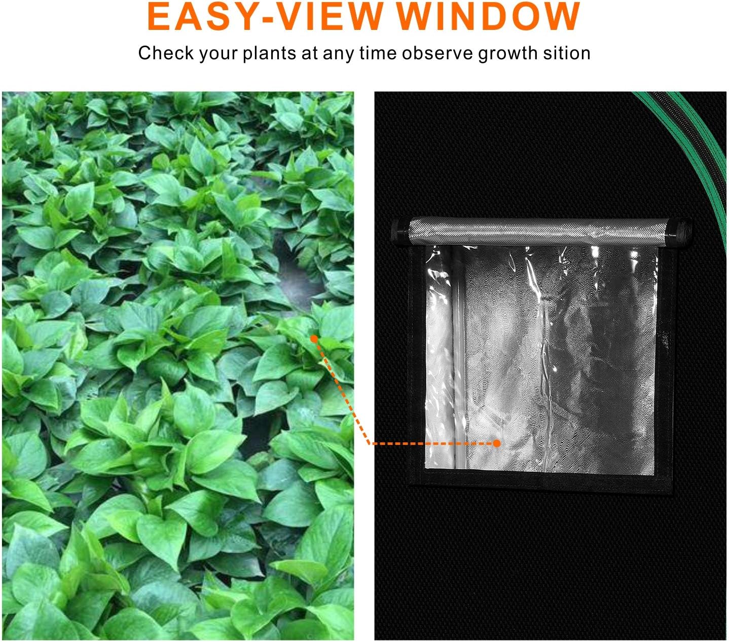 MELONFARM 57"x57"x80'' Grow Tent, High Reflective 600D Diamond Mylar Canvas with Observation Window and Floor Tray for Hydroponic Indoor Plant Growing