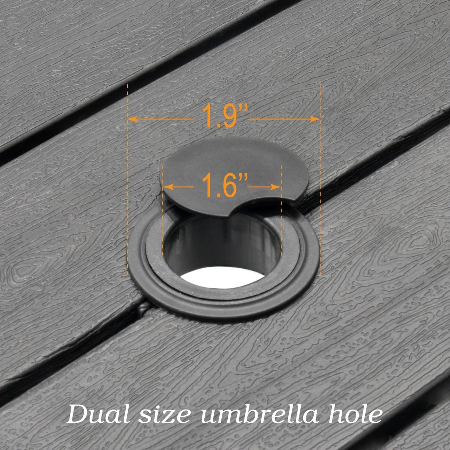 Outdoor Dining Table with 1.6" Umbrella Hole, Picnic Table Plastic Square Backyard Bistro Table Outdoor Dining Table for Garden, Poolside, Backyard, Black, 37x37inch