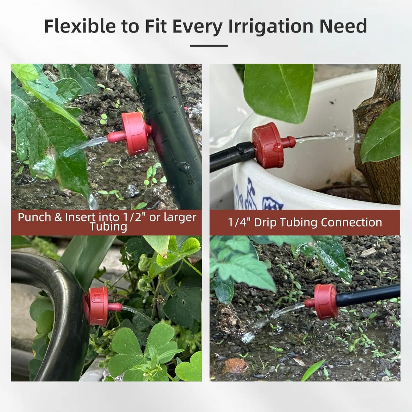 30PCS 2 GPH Pressure Compensating Drip Irrigation Spot Watering Drippers/Emitters, Self-Cleaning Constant Flow Drip Irrigation Emitters Heads Irrigation Drippers Parts for Drip Irrigation System