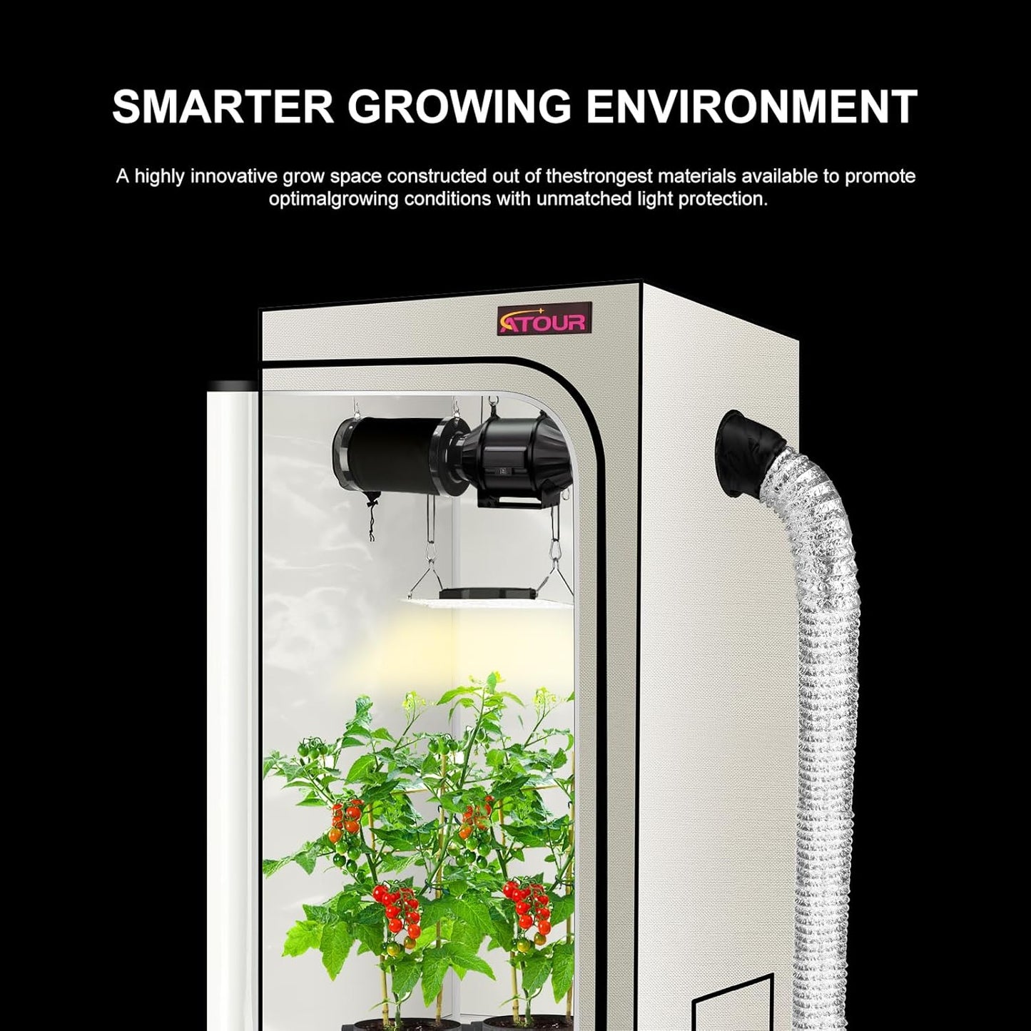 ATOUR 1.5'x1.5' LED Grow Light Specil Tent, 18"x18"x55" High Reflective PE Film Grow Tent, 1680D High Strength Canvas Plant Tent with Observation Window & Floor Tray for Hydroponics Indoor Plant