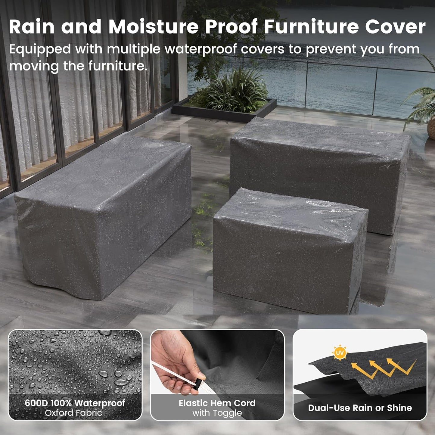 UDPATIO Patio Furniture Set, 8 Inch Armrest Patio Sectional Furniture, 6 Piece Wicker Outdoor Sectional Conversation Sets with Waterproof Cover and Coffee Table for Backyard Deck(Brown/Khaki)