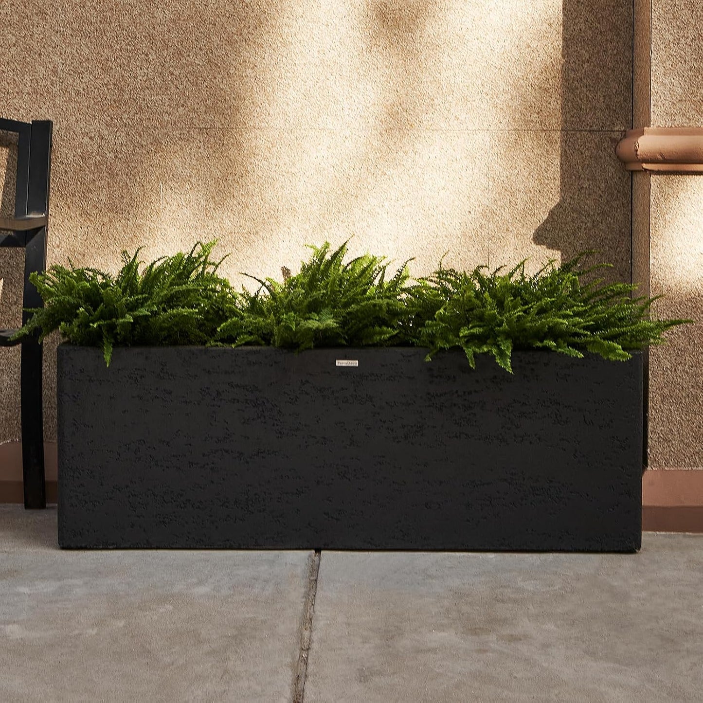 42 Inch Rectangular Concrete Planter（42Lx14Wx15H，58 Pounds）,Durable All-Weather Use with Drainage Holes,Large Rectangular Planter for Outdoor Indoor Plants