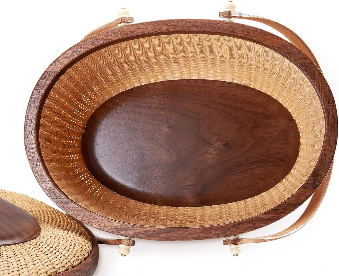 Nantucket Style Basket Picnic Basket Rattan Handmade Products Woven Sewing Storage Basket Two Swing Handles Tote Bag for Women