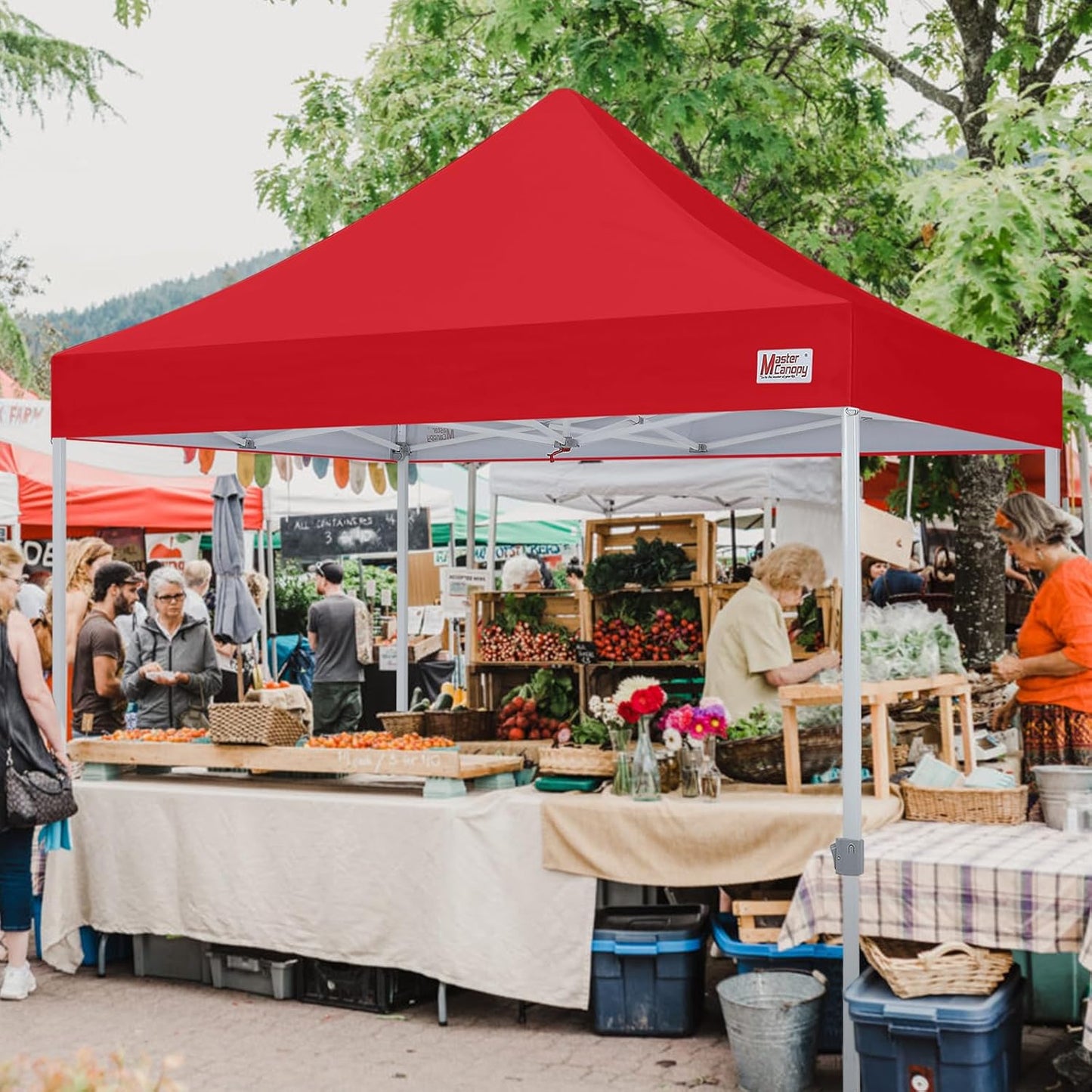 MASTERCANOPY Pop Up Canopy Tent Commercial Grade 10x10 Instant Shelter (Red)