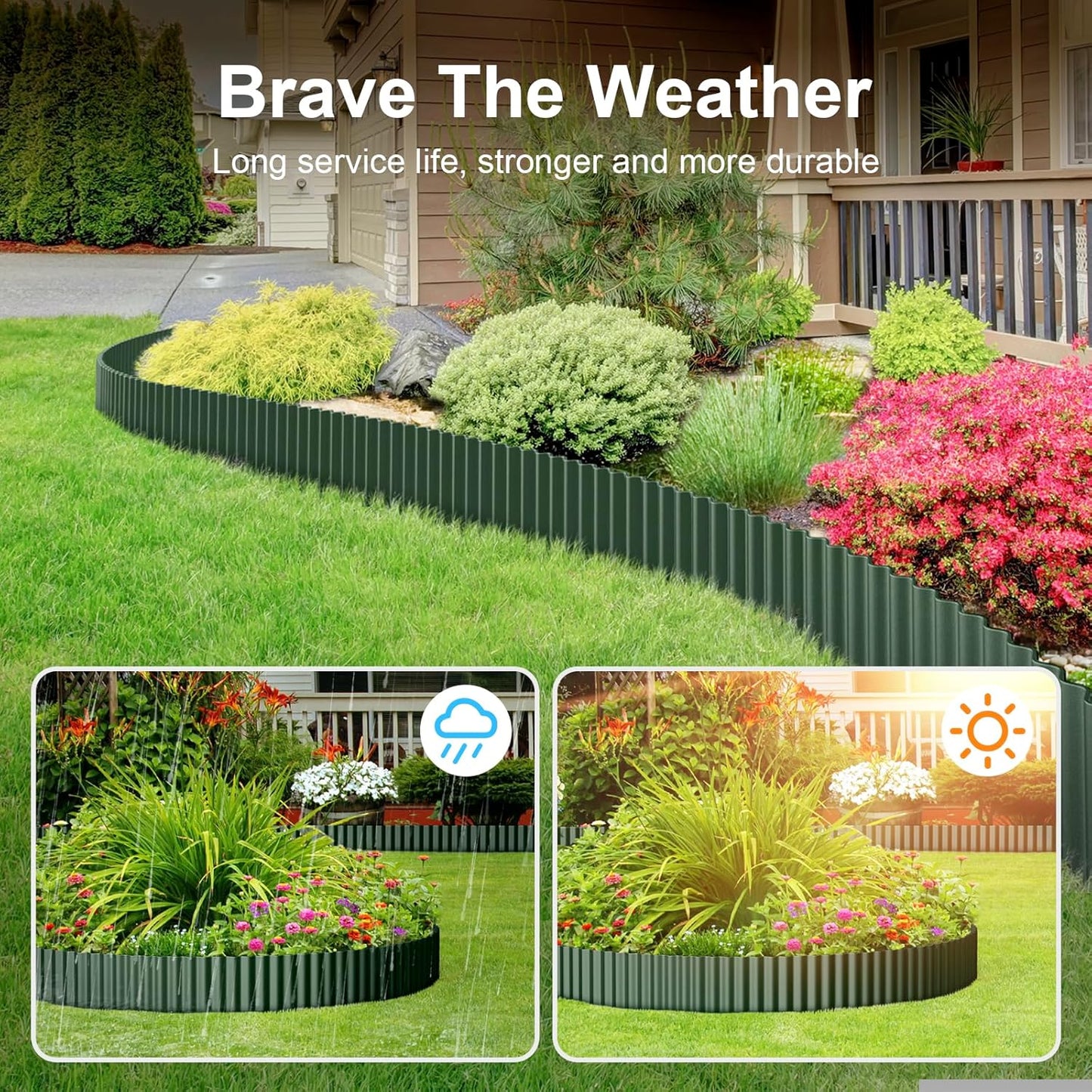 Land Guard Corrugated Metal Garden Edging, 12"×25Ft Steel Landscape Edging, Corrugated Metal Yard Edging Borders, Steel Edging for Landscaping, Garden Fence, Lawn, Flower Bed (Olive-Green)