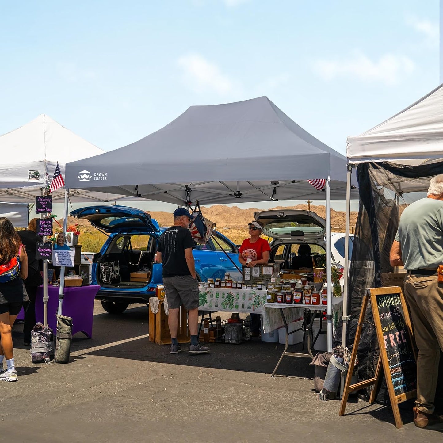 CROWN SHADES 10x15 Pop Up Canopy Tent, Thicken Frame Commercial Heavy Duty Tent with 4 Sidewalls 8 Stakes & 4 Sandbags & 4 Ropes, Outdoor Canopies for Events, Parties,Grey