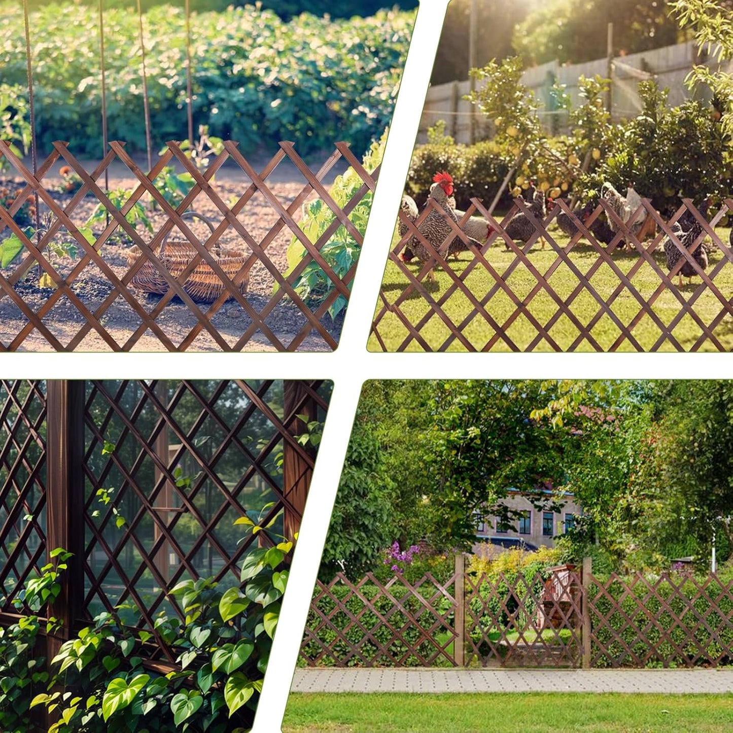 Expandable Garden Trellis, 38" x 89" Large Wooden Lattice Fence Wall Panel Lattice Trellis for Climbing Plants Outdoor Ivy Vine Rose Clematis for Garden Patio Room Decor (1)