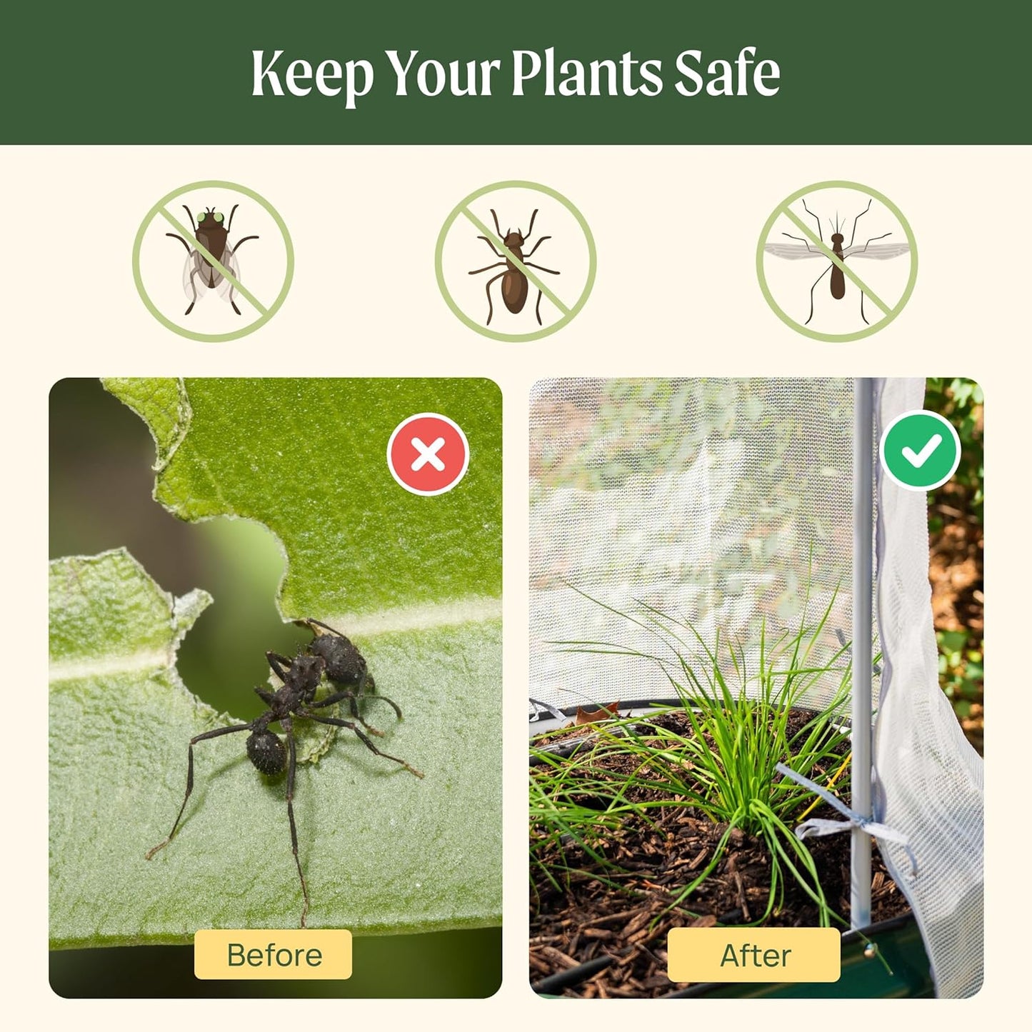 Vego garden Cover System for 4.0' x 8.0' (10 in 1) Garden Bed