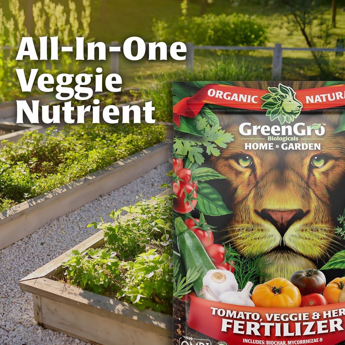 GreenGro Veggie, Herb, & Tomato Fertilizer - Outdoor & Indoor Plant Food for Edible Plants/Organic Fertilizer & Flower Food for Vegetable Garden/Improve Harvest with Vital Plant Nutrients (4 lb)