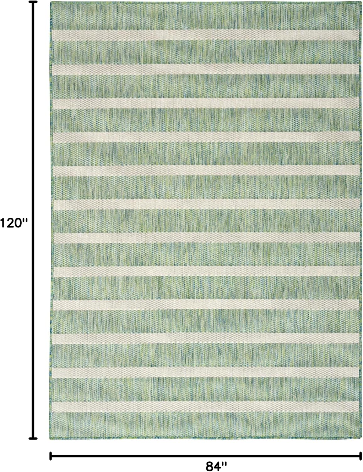 Nourison Home Positano Indoor/Outdoor Blue Green Ivory 7' x 10' Area Rug, Easy Cleaning, Non Shedding, Bed Room, Living Room, Dining Room, Deck, Backyard, Patio (7x10)