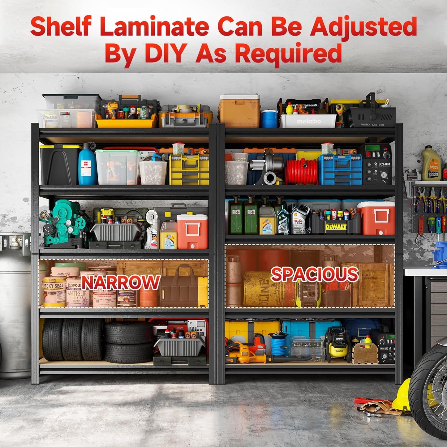 5-Tier Adjustable Heavy Duty Metal Storage Shelves Unit, 72" Tall Garage Shelving Rack for Basement, Kitchen, Office, Warehouse & Pantry - Versatile Metal Shelving Organizer