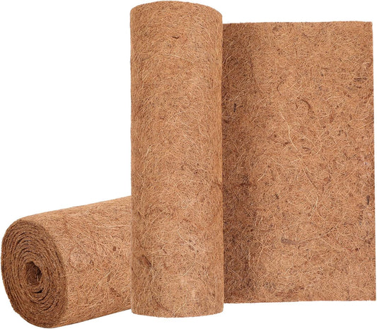 Sawysine 2 Rolls 16 x 118 Inch Coir Liner Roll Coconut Fiber Mat Natural Coconut Coir Liner Sheets Plant Potting Mat for Garden Decor Planters Flower Window Box Basket Animal Pet Pad Reptile Carpet