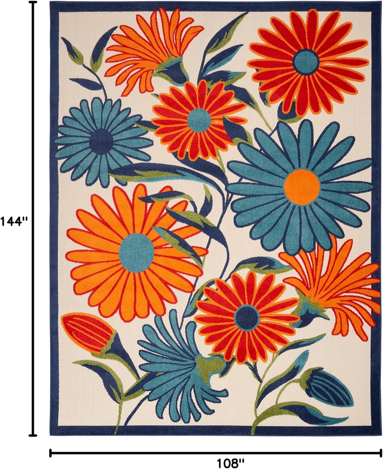 Nourison Home Aloha Indoor/Outdoor Multicolor 9' x 12' Area Rug, Easy Cleaning, Non Shedding, Bed Room, Living Room, Dining Room, Kitchen (9x12)