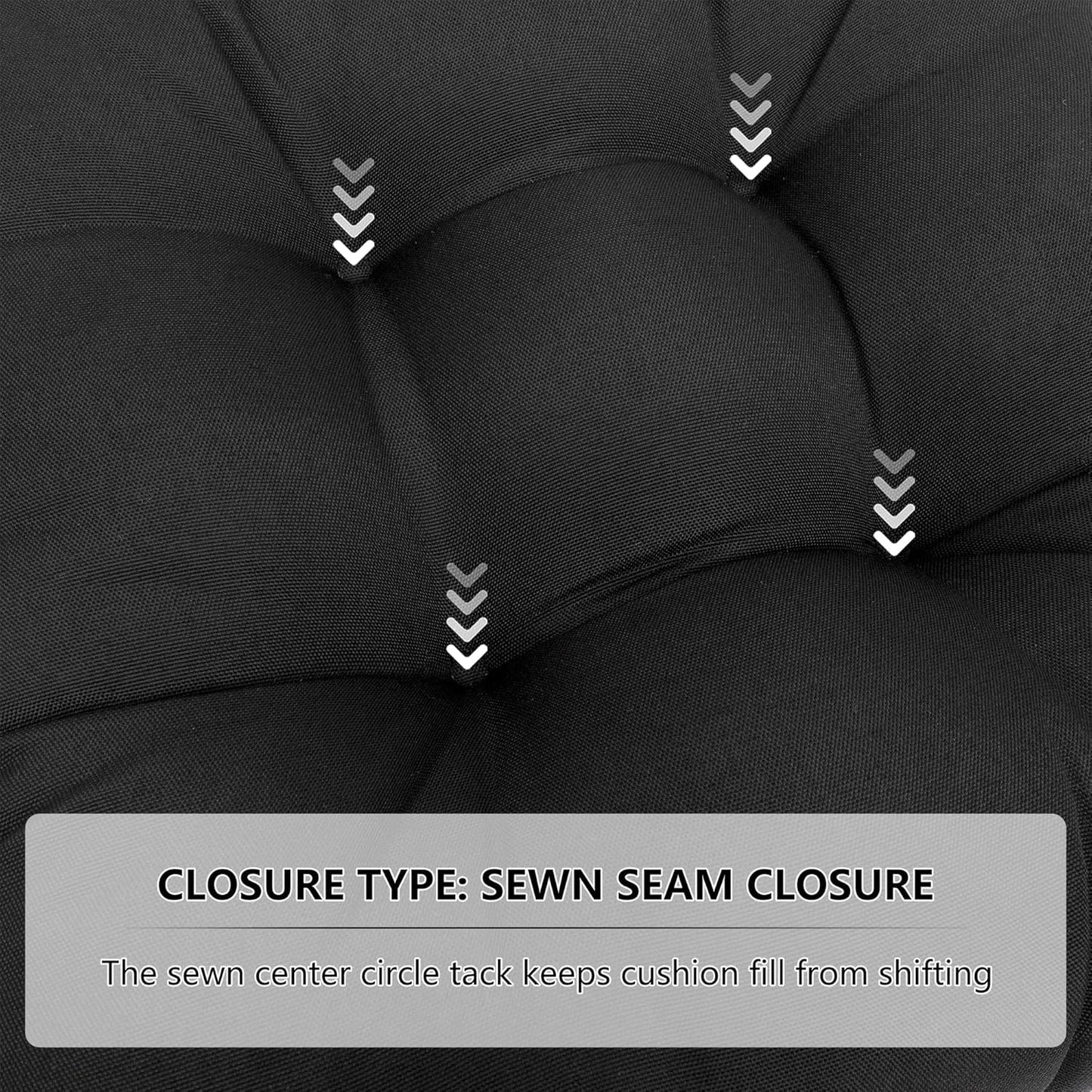 RACE LEAF Patio Chair Cushions 19x19 Inch 4 Pack, Thickened Outdoor Cushions Water Resistant Stain Resistant Non-Slip Ties (Black)