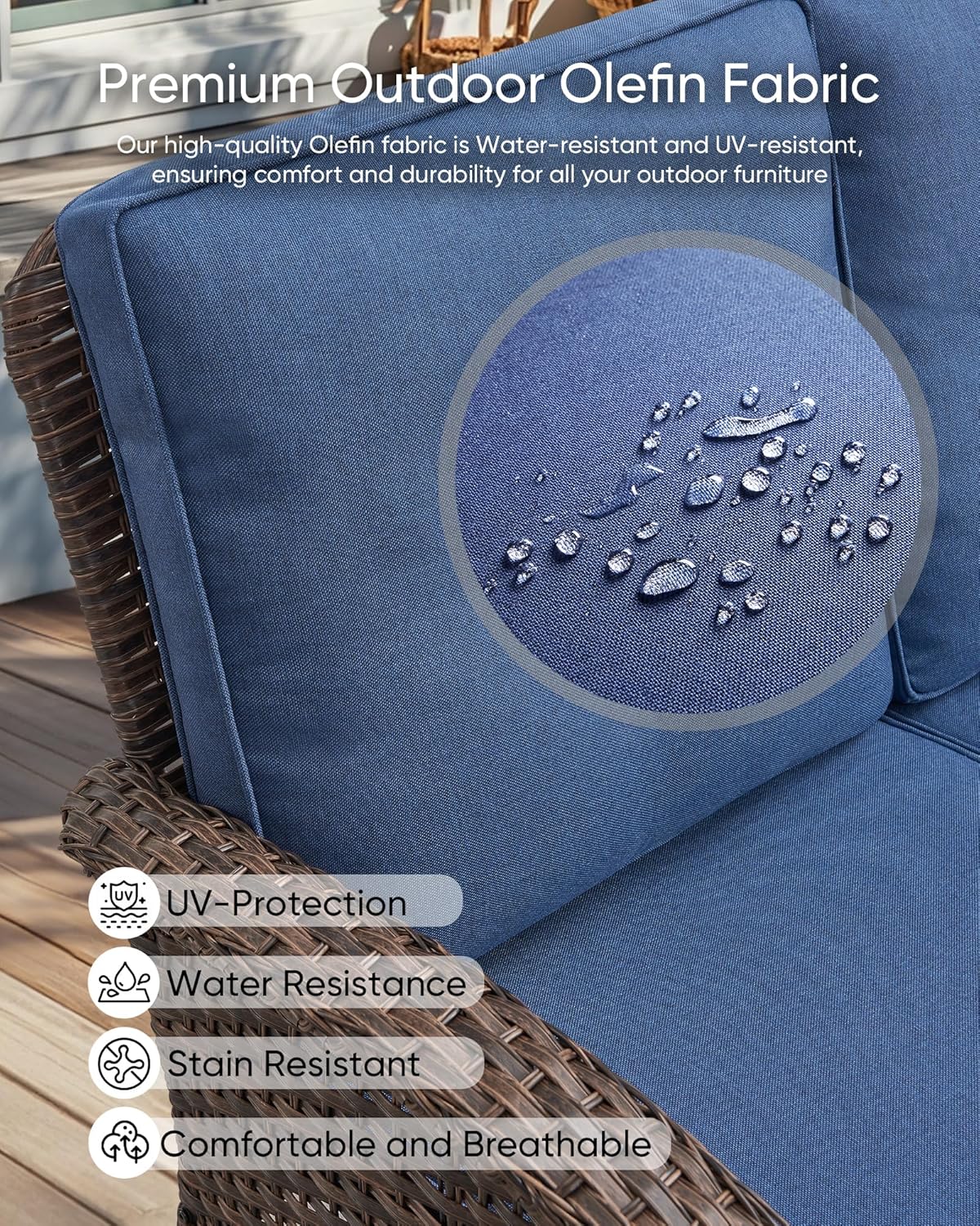 HUMMUH 5-Piece Patio Furniture Set with Fire Pit,Wicker Patio Glider Loveseat Outdoor Swivel Rocker Chairs for Backyard,Poolside,Deck