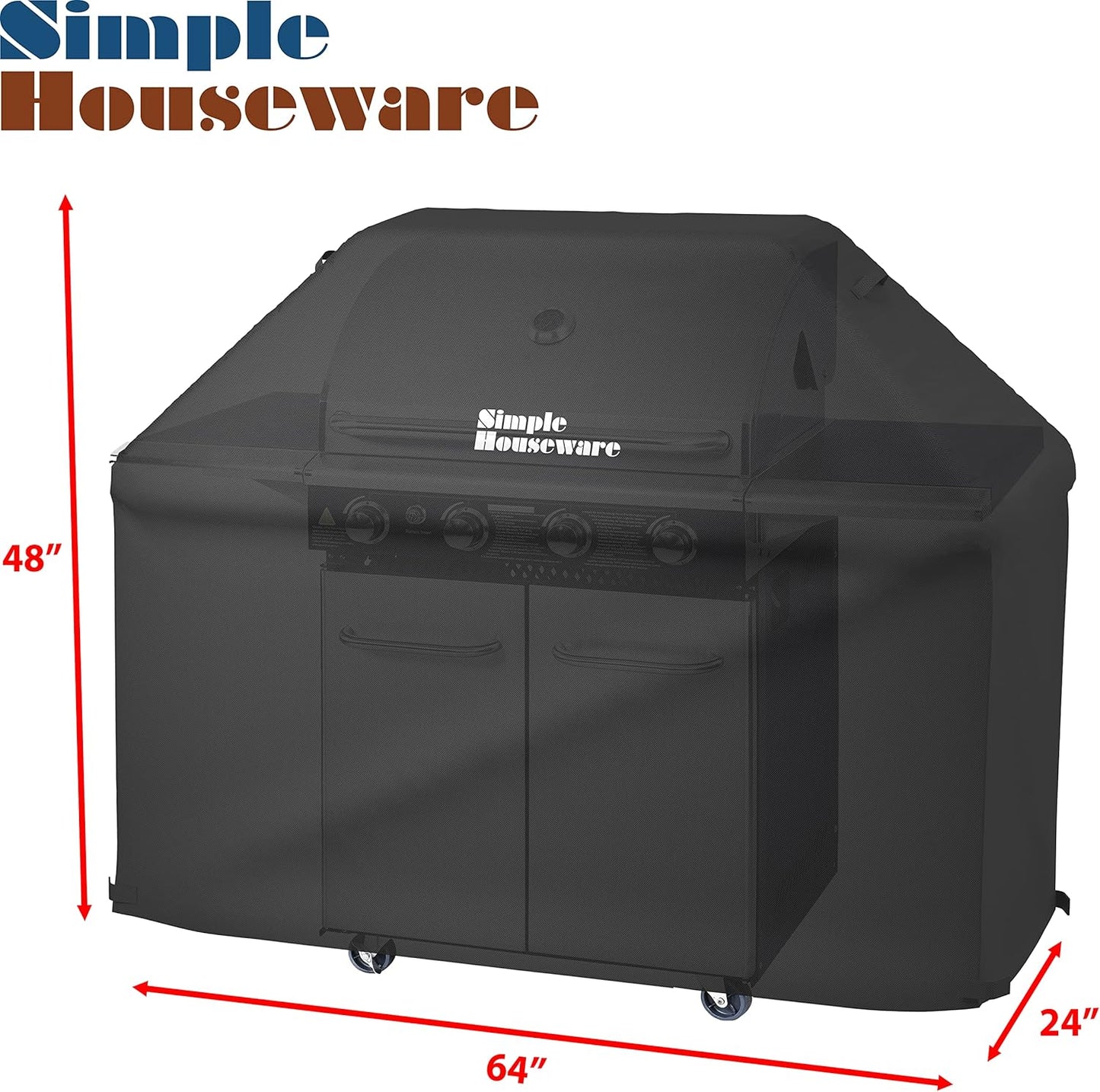 Simple Houseware 64 in. Waterproof Heavy Duty Gas BBQ Grill Cover, Weather-Resistant Polyester