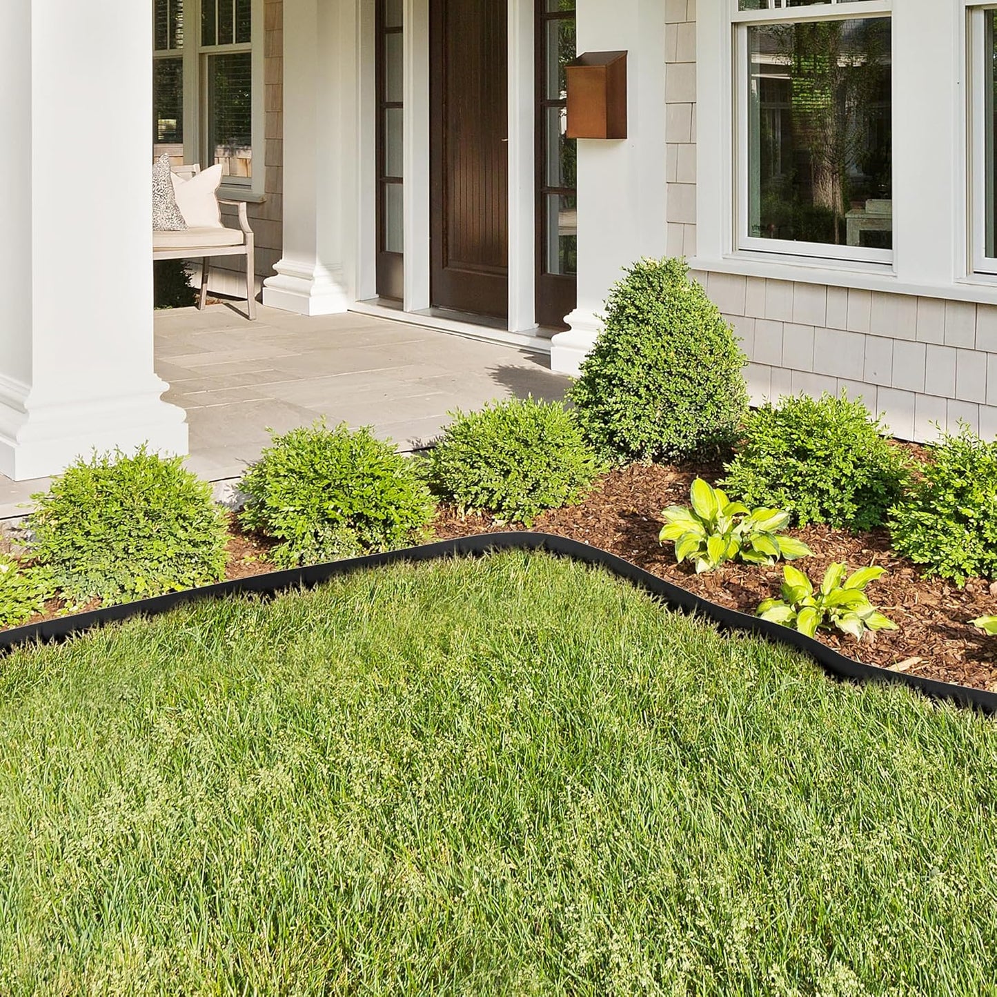 KOL Galvanized Steel Flexible Garden Lawn Edging, 10-Pack Black Metal Landscape Edging Strips - Heavy Duty Hammer-in Border with 11 Clips - 16-Gauge - 40" L x 4.5" H (33FT Total Length)