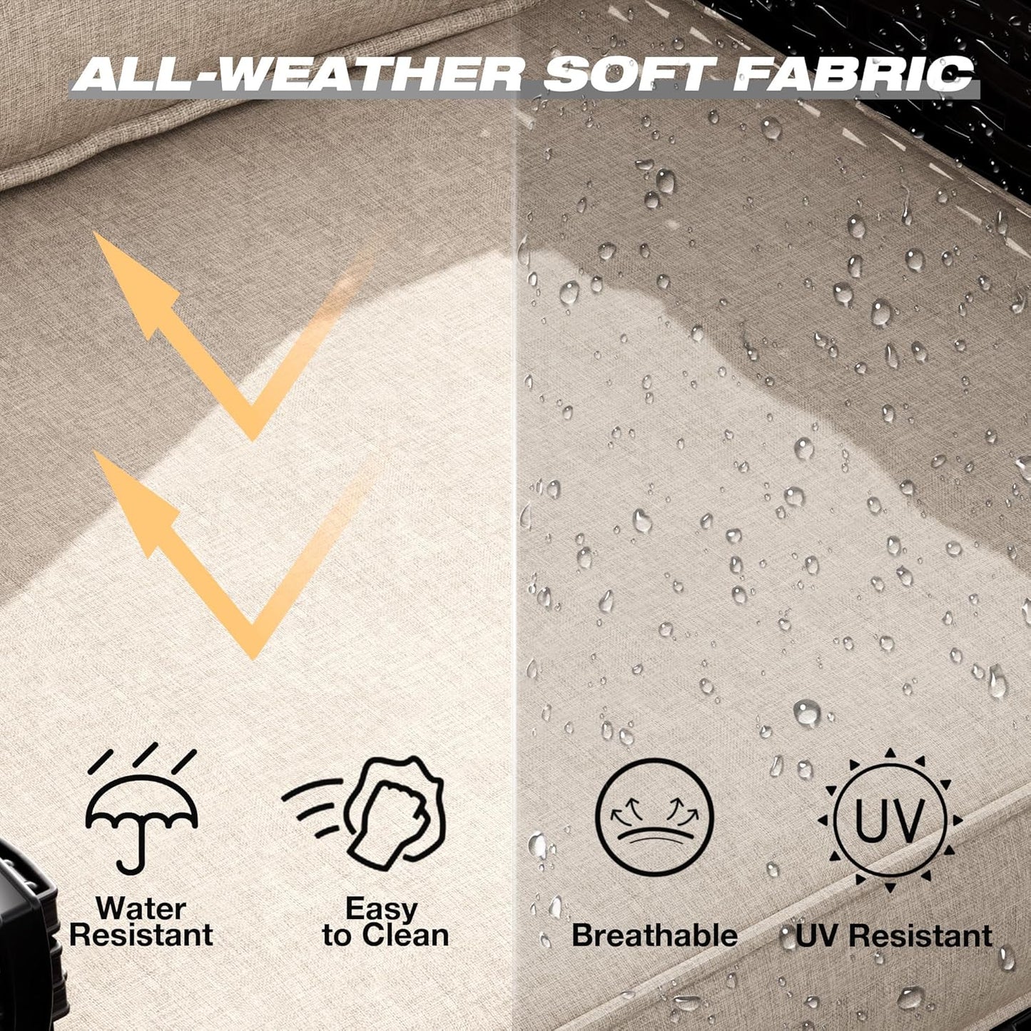 Joyside Wicker Patio Furniture Sets, 4 Pieces Upgraded Large Size Outdoor Furniture with Swivel Rocking Patio Chairs and Outdoor Ottoman, Thick Cushions, Wide Armrest