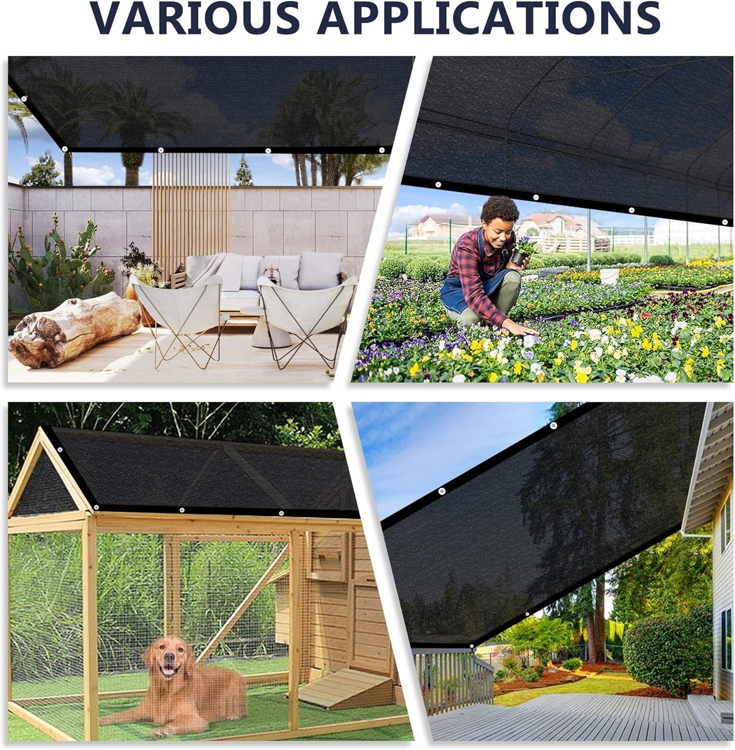 VICLLAX 30% Shade Cloth, 4x6FT Durable Black Mesh Trap with Every 3 FT Grommet, Sun Shade Fabric Netting for for Plants Cover, Greenhouse, Chicken Coop, Barn Kennel, Garden Patio